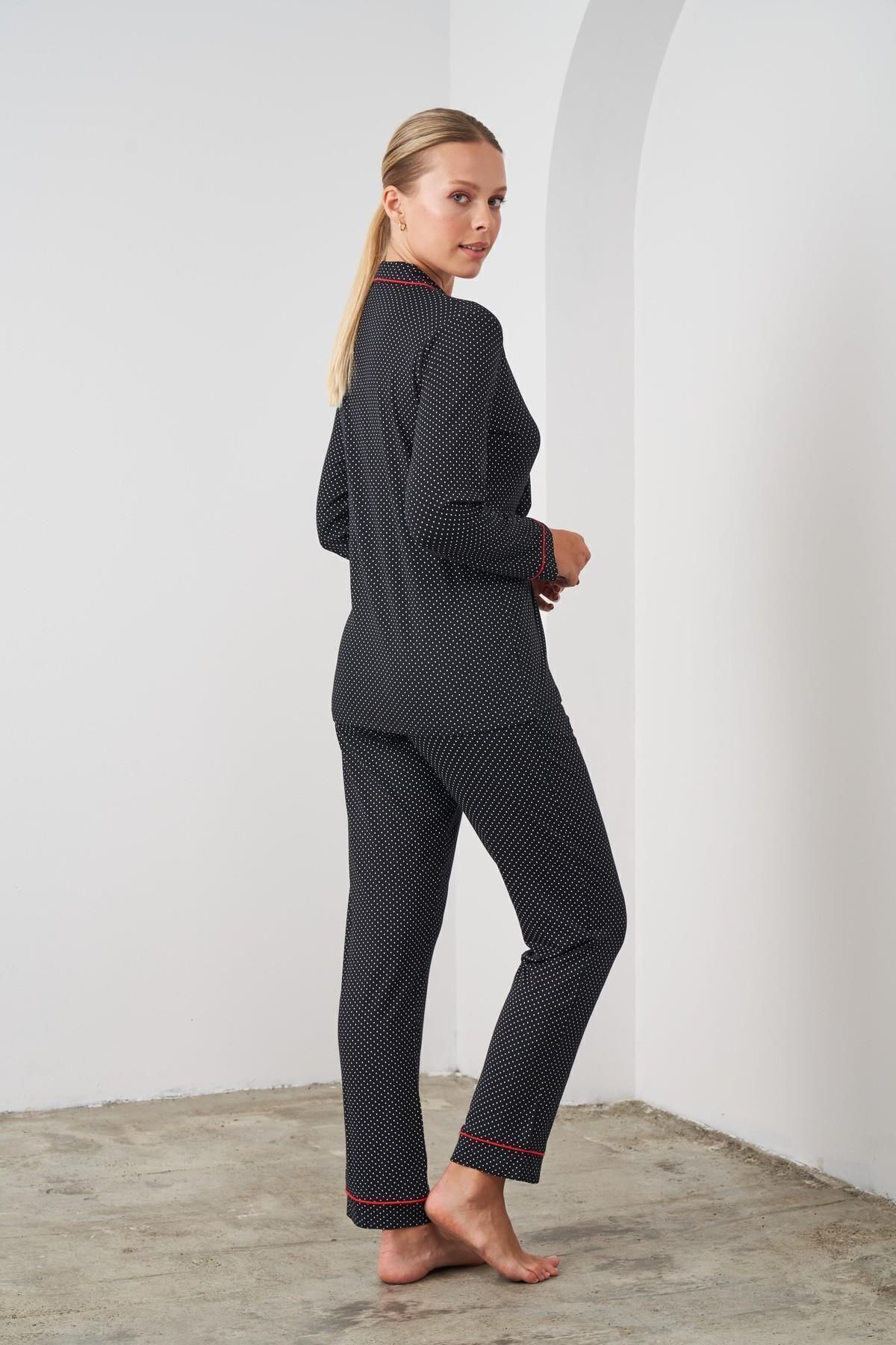 PJS-24531 مجموعة بيجامة نسائية بأزرار 5