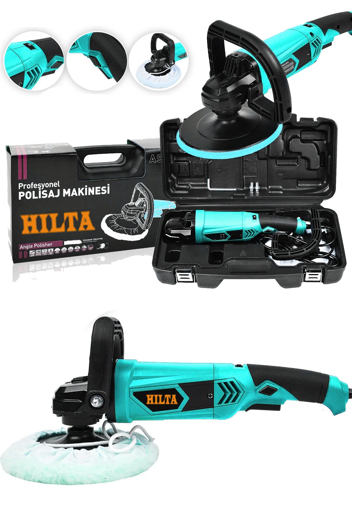 Hilta Power Alman 9500 Watt 6 Kademe Çelik Şanzuman Devir Ayarlı Polisaj Makinasi Zımpara Pasta Cila Makinesi