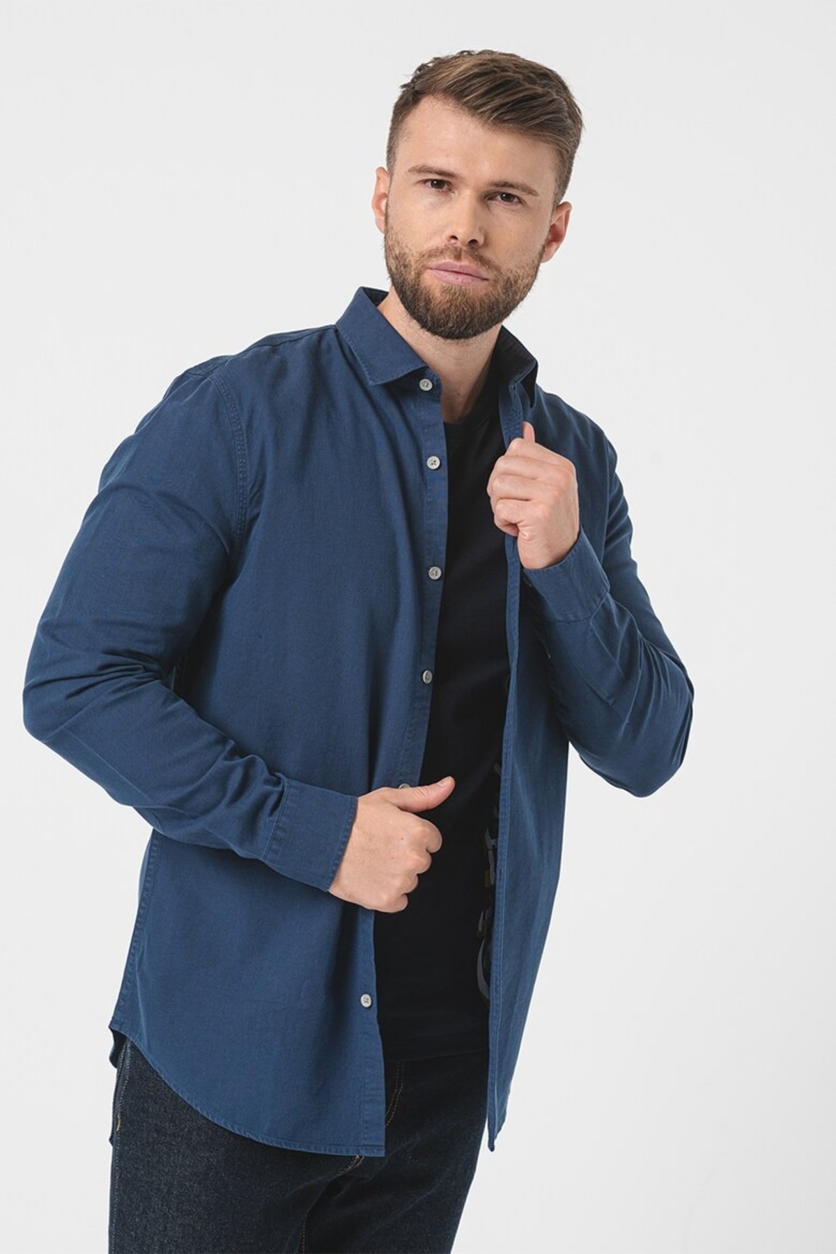 پیراهن مردانه آبی سرمه ای گس | M3BH63WFRX0-G7V2 اورجینال - تصویر 2