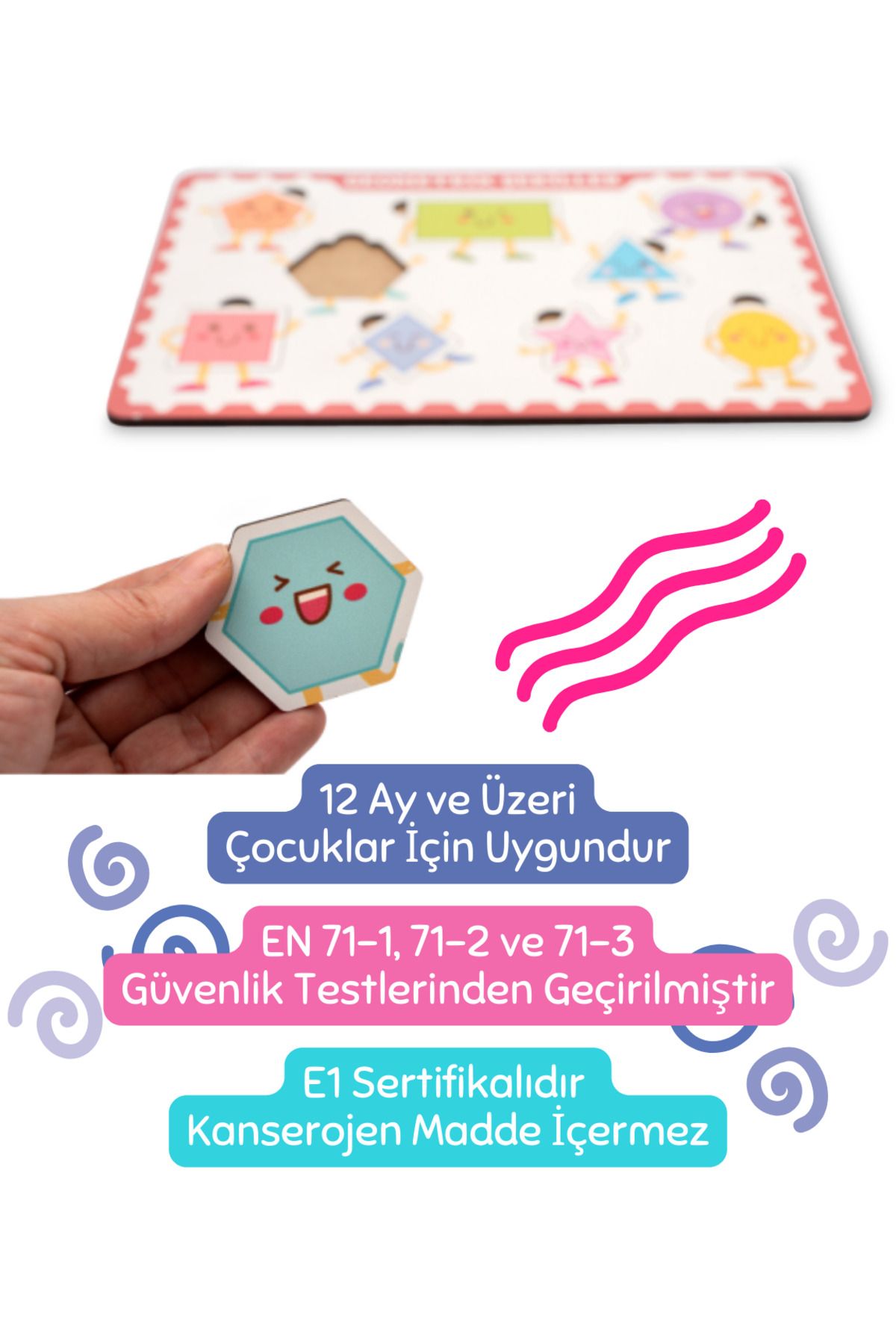 Montessori Geometrik Şekiller Ahşap Bultak Puzzle Seti - Eğitici, Öğretici ve Güvenli Çocuk Oyuncağı