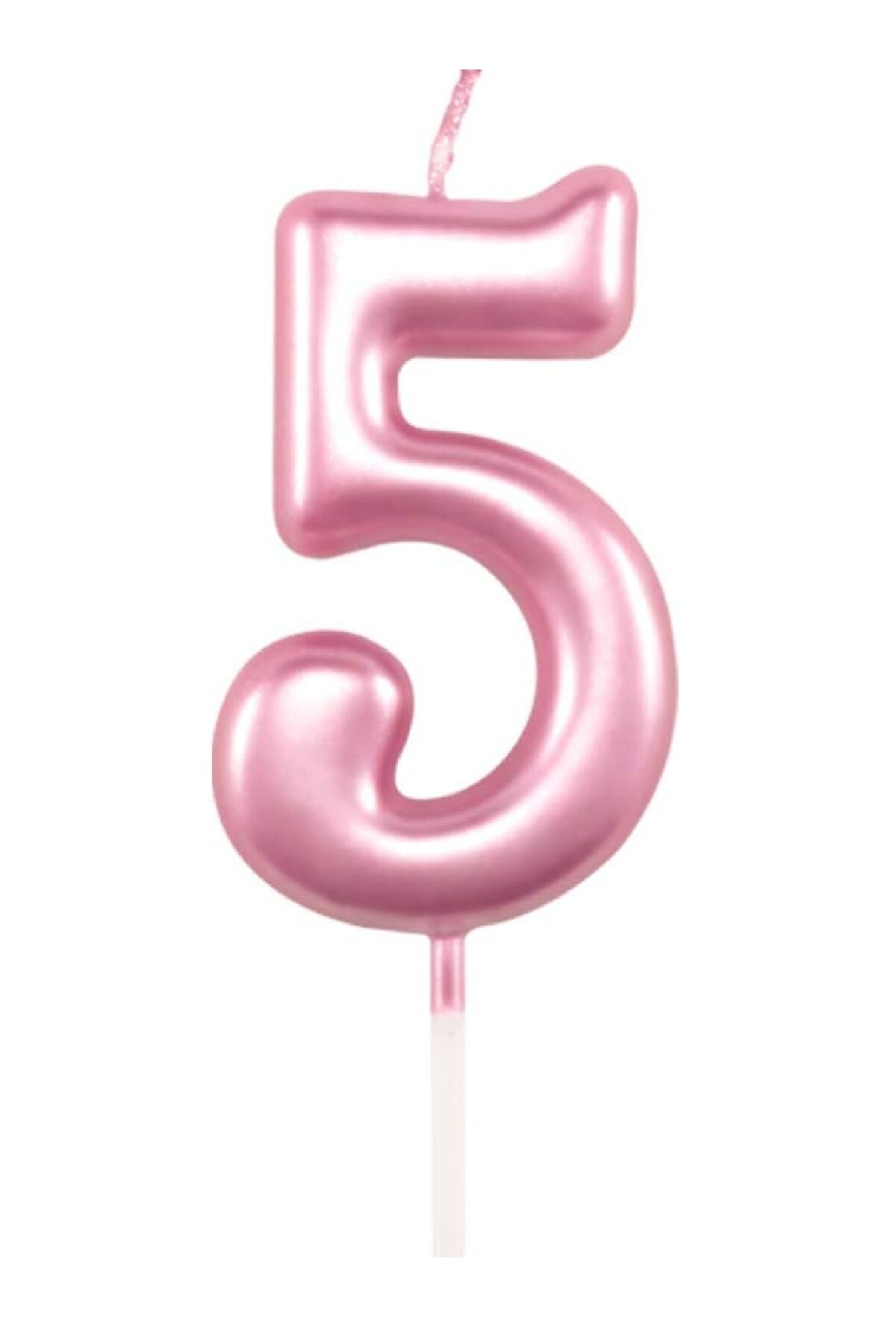 Bkmc 5 YAŞ PARLAK PEMBE ŞIK MUM 12 CM