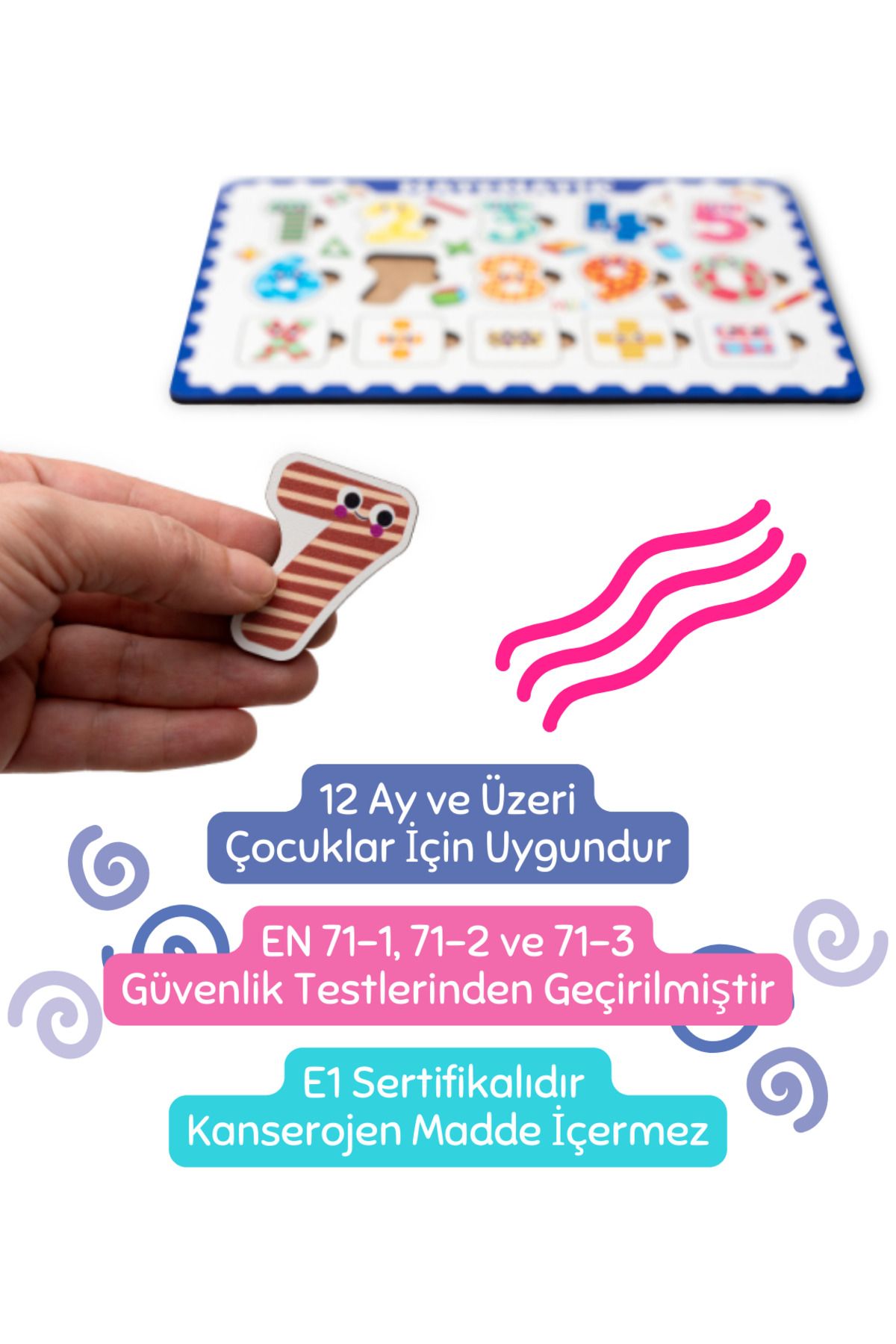 Montessori Matematik Ahşap Bultak Puzzle Seti - Eğitici, Öğretici ve Güvenli Matematik Öğretici Oyun