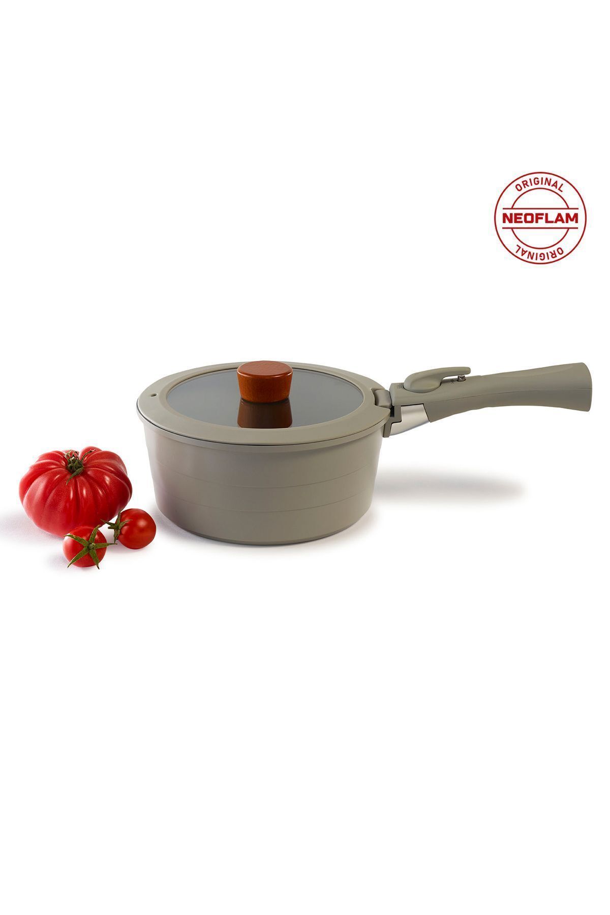 NEOFLAM-Midas Gray 17-Piece Interlocking Induction Pot and Pan Set with Detachable Handle 4