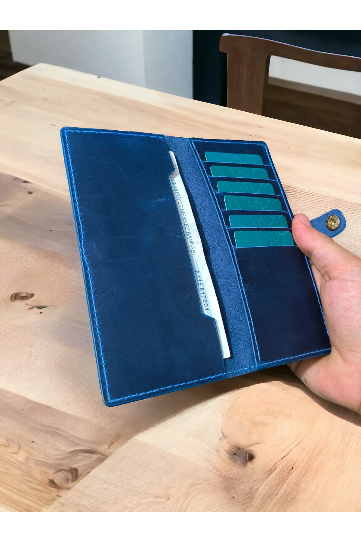 کیف پول مردانه آبی CRASSULA PREMIUM LEATHER | TYCB7D8970E2D27700 اورجینال - تصویر 5