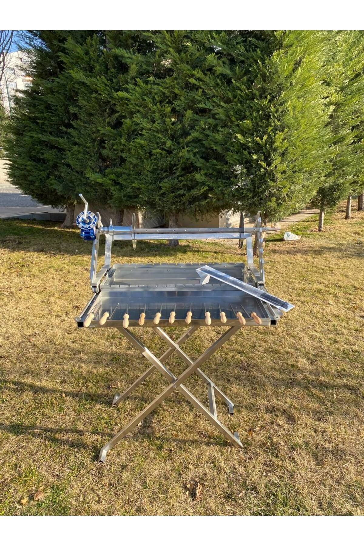 Tamamı krom portatif Raylı Sistem Cağ Kebap Ocağı 65x80cm 30kg Kadar Et Kapasiteli 2