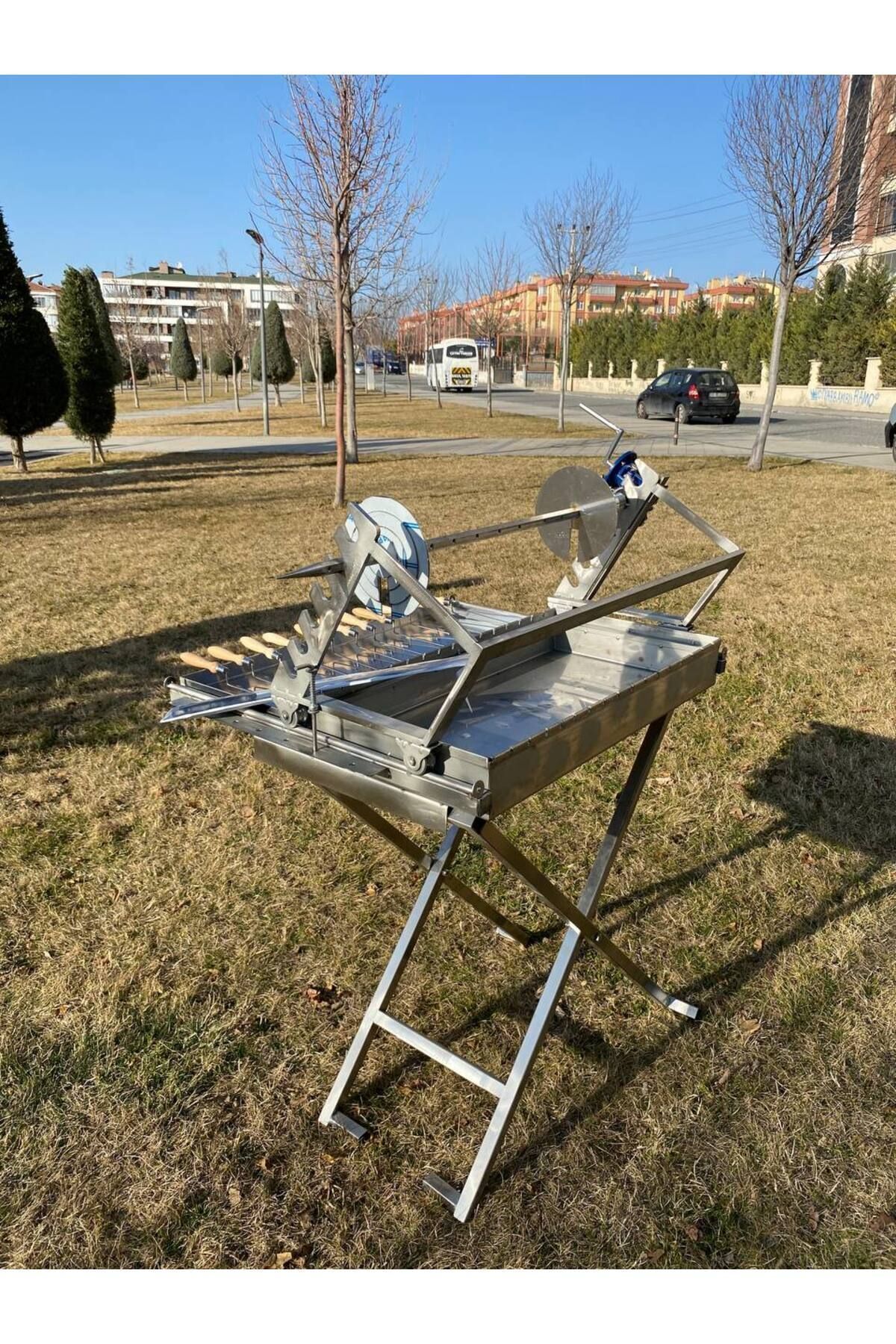Tamamı krom portatif Raylı Sistem Cağ Kebap Ocağı 65x80cm 30kg Kadar Et Kapasiteli 4