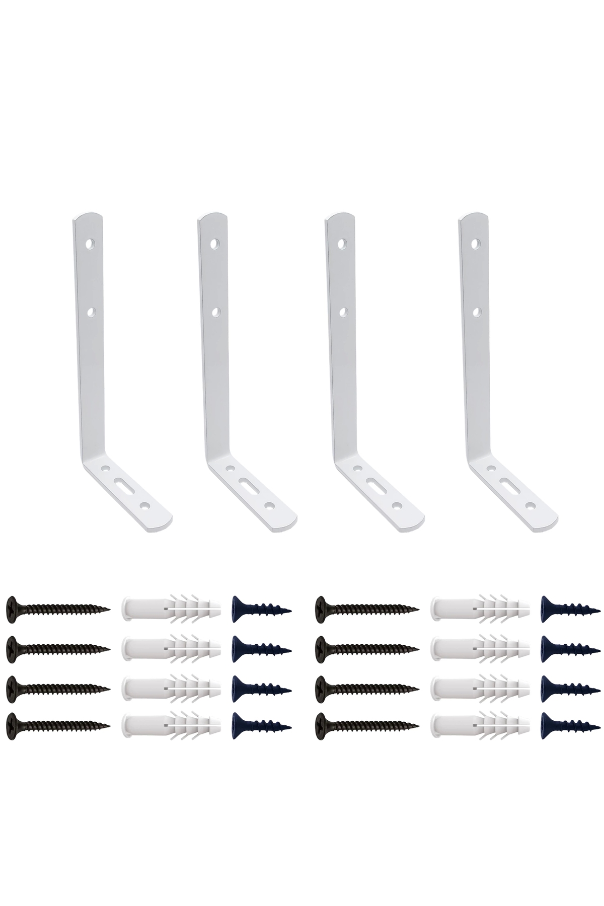 6 X 14 Cm - 4 pcs. White Modern Steel Under Shelf Foot - Metal Shelf Holder L Iron Wall Mount