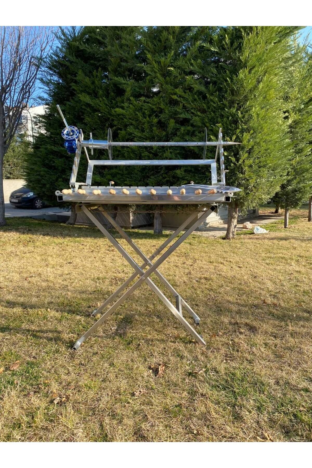 Tamamı krom portatif Raylı Sistem Cağ Kebap Ocağı 65x80cm 30kg Kadar Et Kapasiteli 3