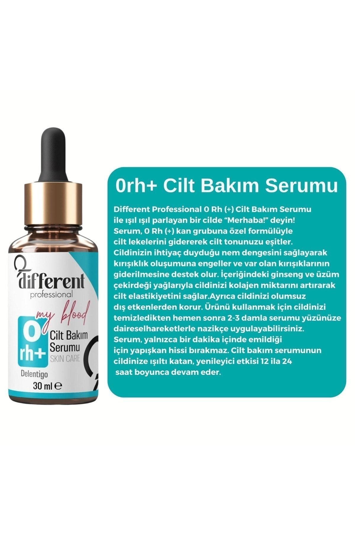 سرم مراقبتی مرطوب کننده ضد لک و مرطوب کننده پوست، ویژه برای گروه خونی 0 Rh DİFFERENT PROFESİONAL