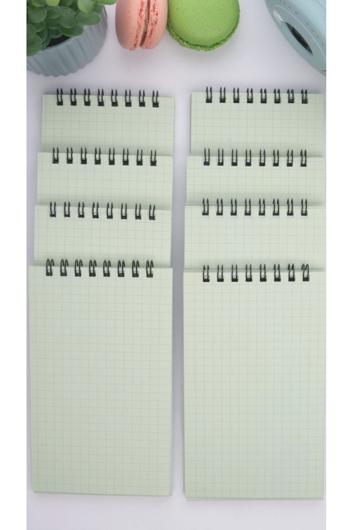 Dream Notes-Green 8-Piece Checked Colored Notebook Set - 9X15 Cm, 50 Sheets Spiral School Notebook 6
