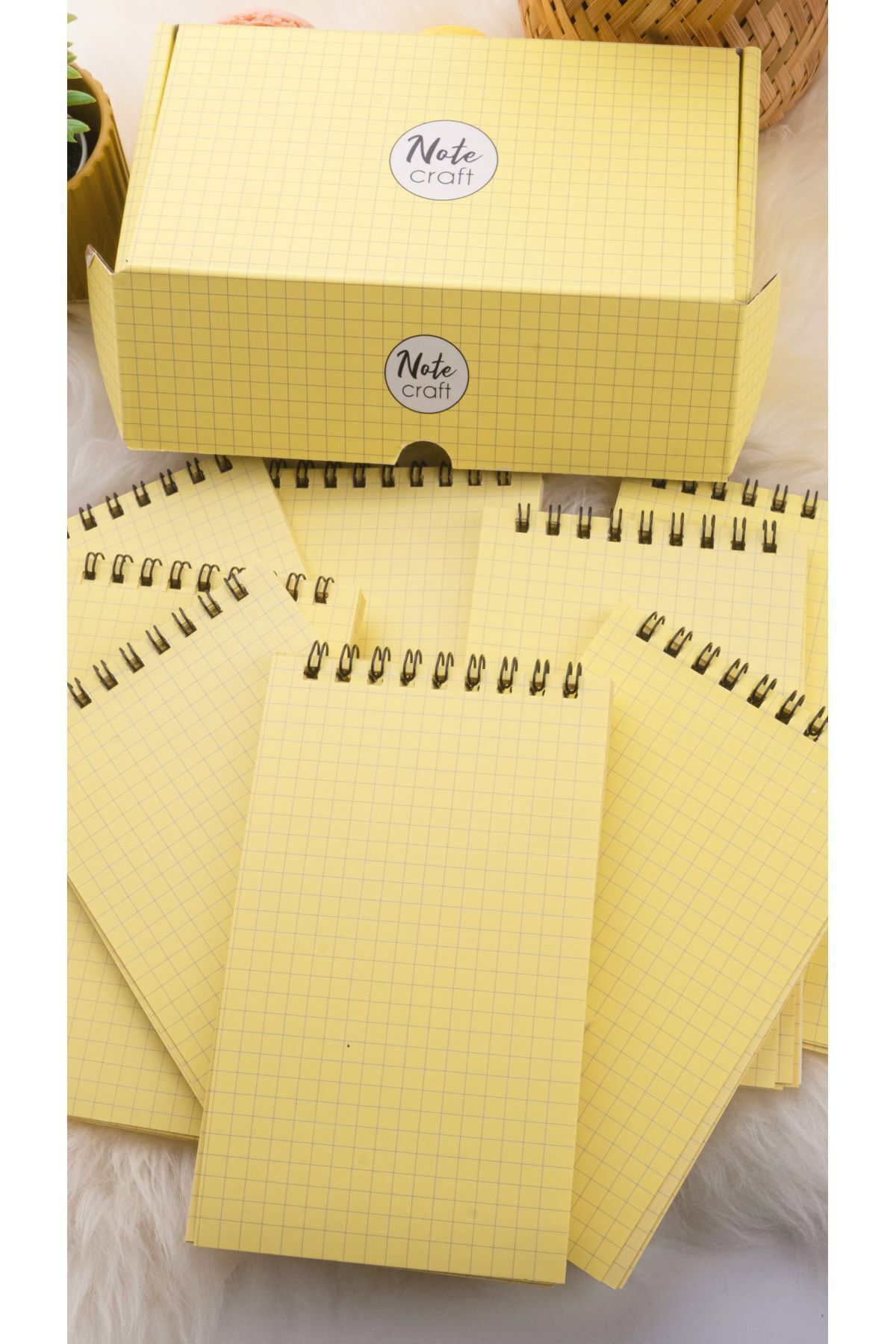 Dream Notes-Yellow 8-Piece Checked Notebook Set - 9X15 Cm, 50 Sheets Spiral School Notebook 3