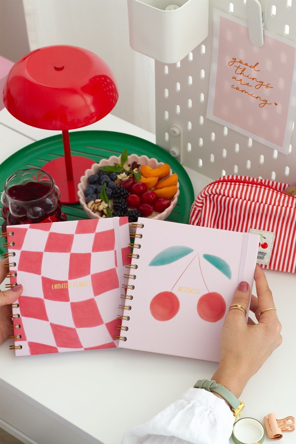 Matt Notebook-15x15 cm Square Sight Set of 2 - Spiraled Timeless Planner Agenda and Notebook Cherry 5