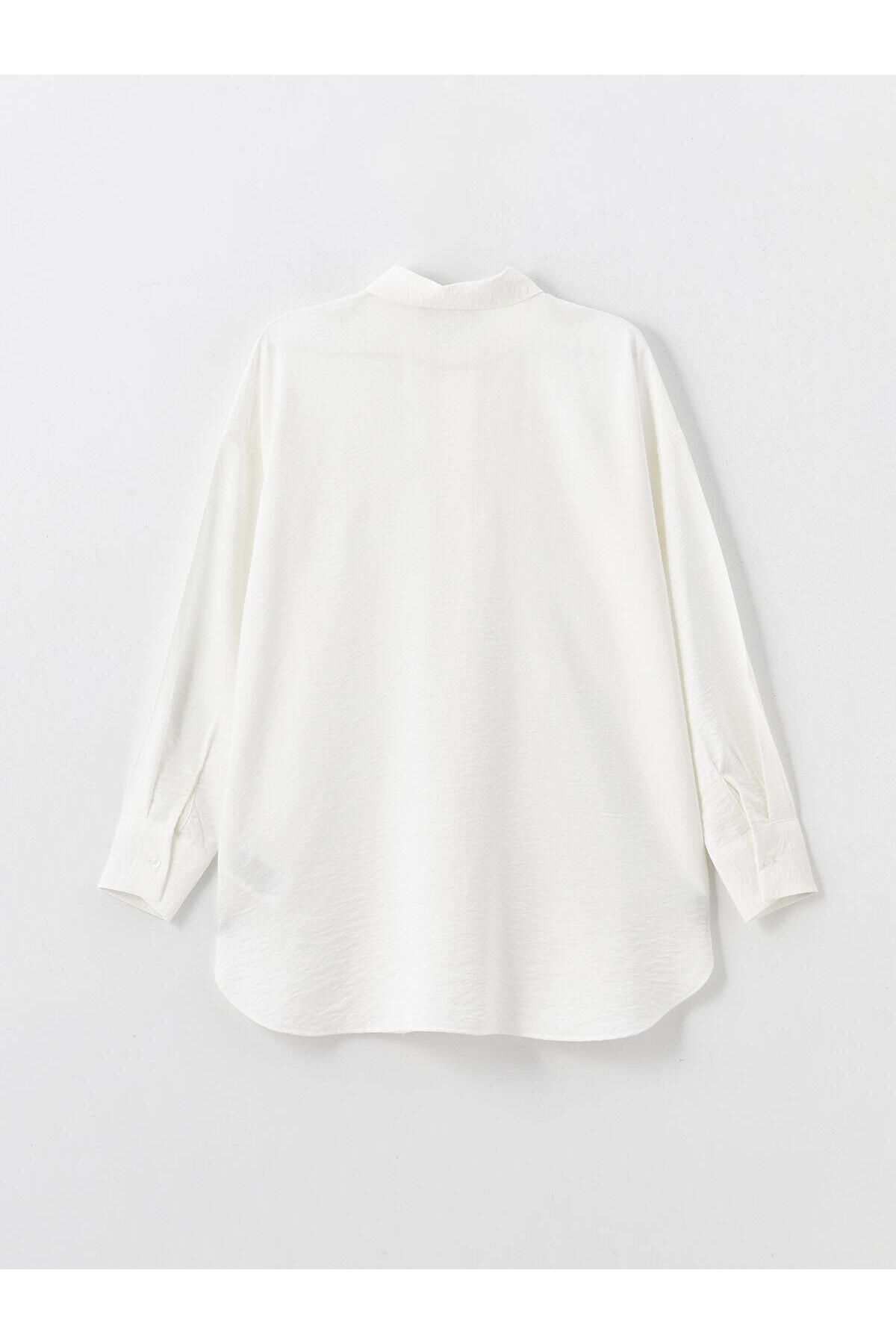 LC Waikiki-LCW Modest - Ecru Oversize γυναικείο πουκάμισο τουνίκ 2
