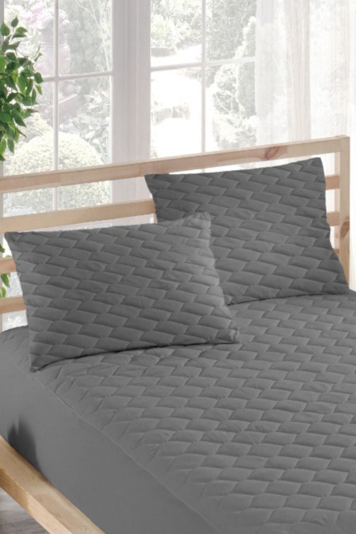 Colorful Pillow Flare - 100% Cotton - Quilted - Pillow Protector -Gray (2 Pieces)