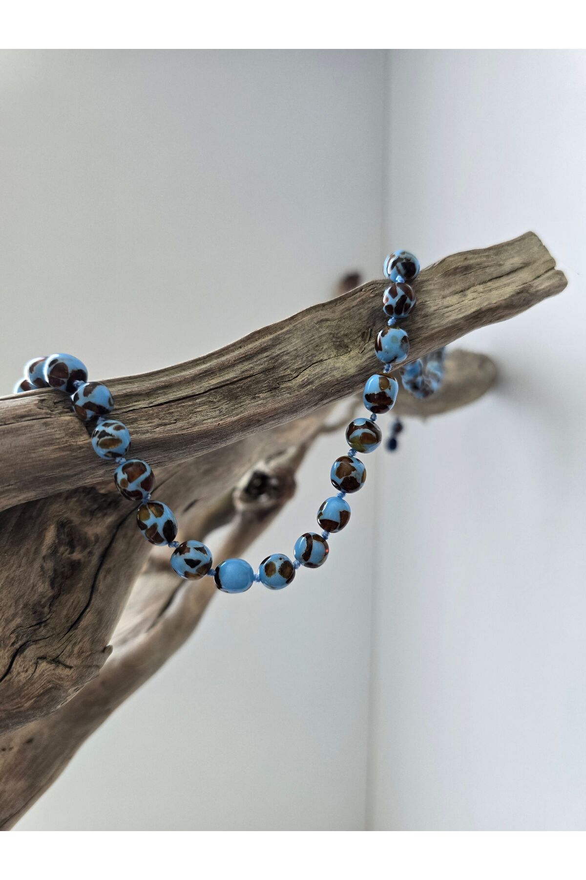 Combin Accessory Babyblue Mozaik Doğal Sakinleştirici Kehribar Bebek Diş Kolyesi