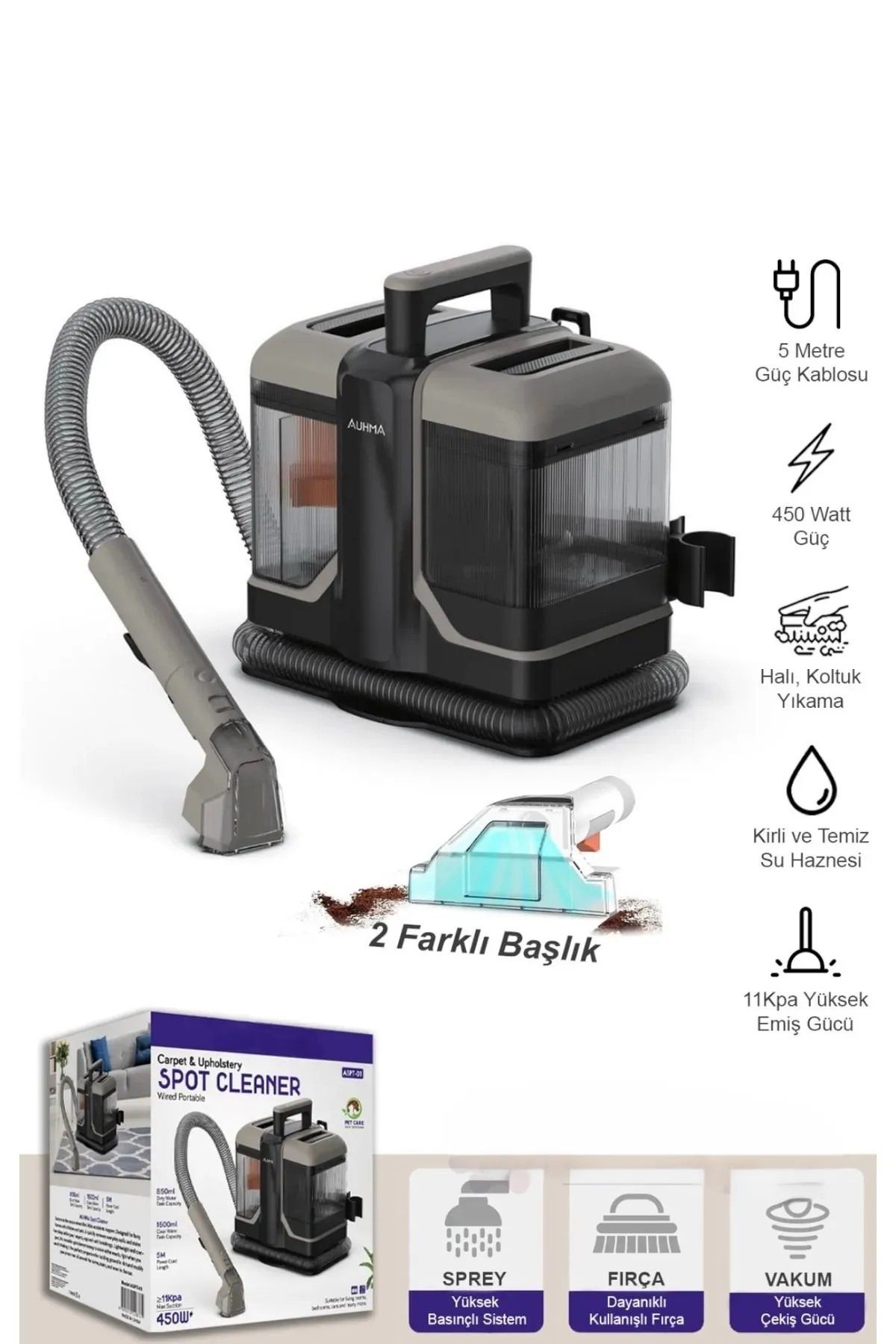 Protonust 450w Halı, Koltuk Leke Çıkarıcı Ve Araç Içi Leke Temizleme Makinesi