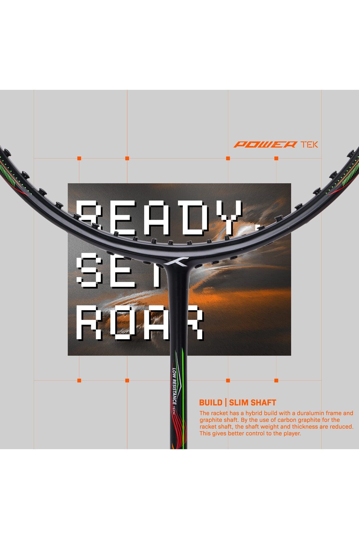 Hundred-Powertek 1000 PRO Graphite Strung Badminton Racket with Full Racket Cover 3