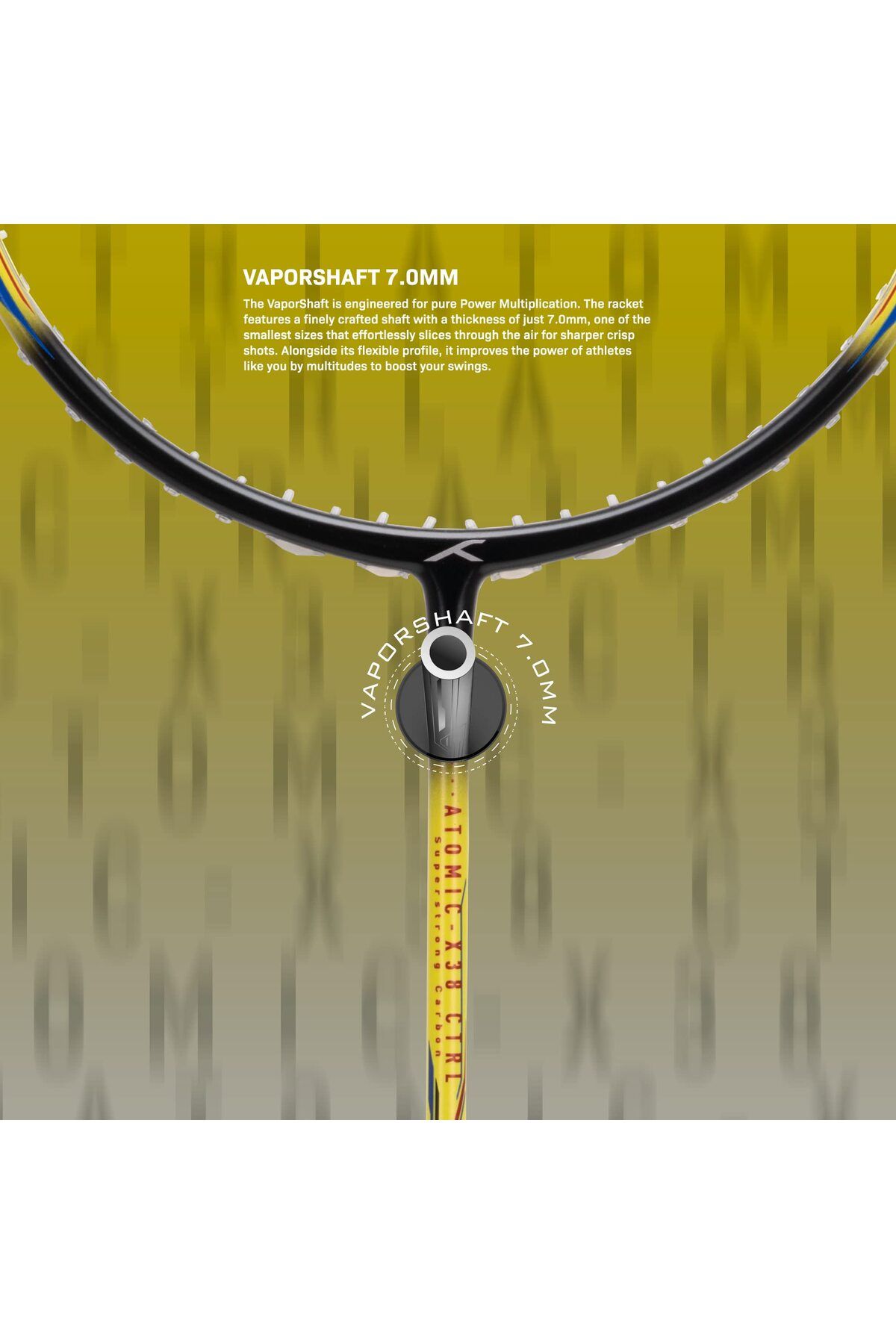 Hundred-ATOMIC-X 38 CTRL Carbon Fibre Strung Badminton Racket with Full Racket Cover 5