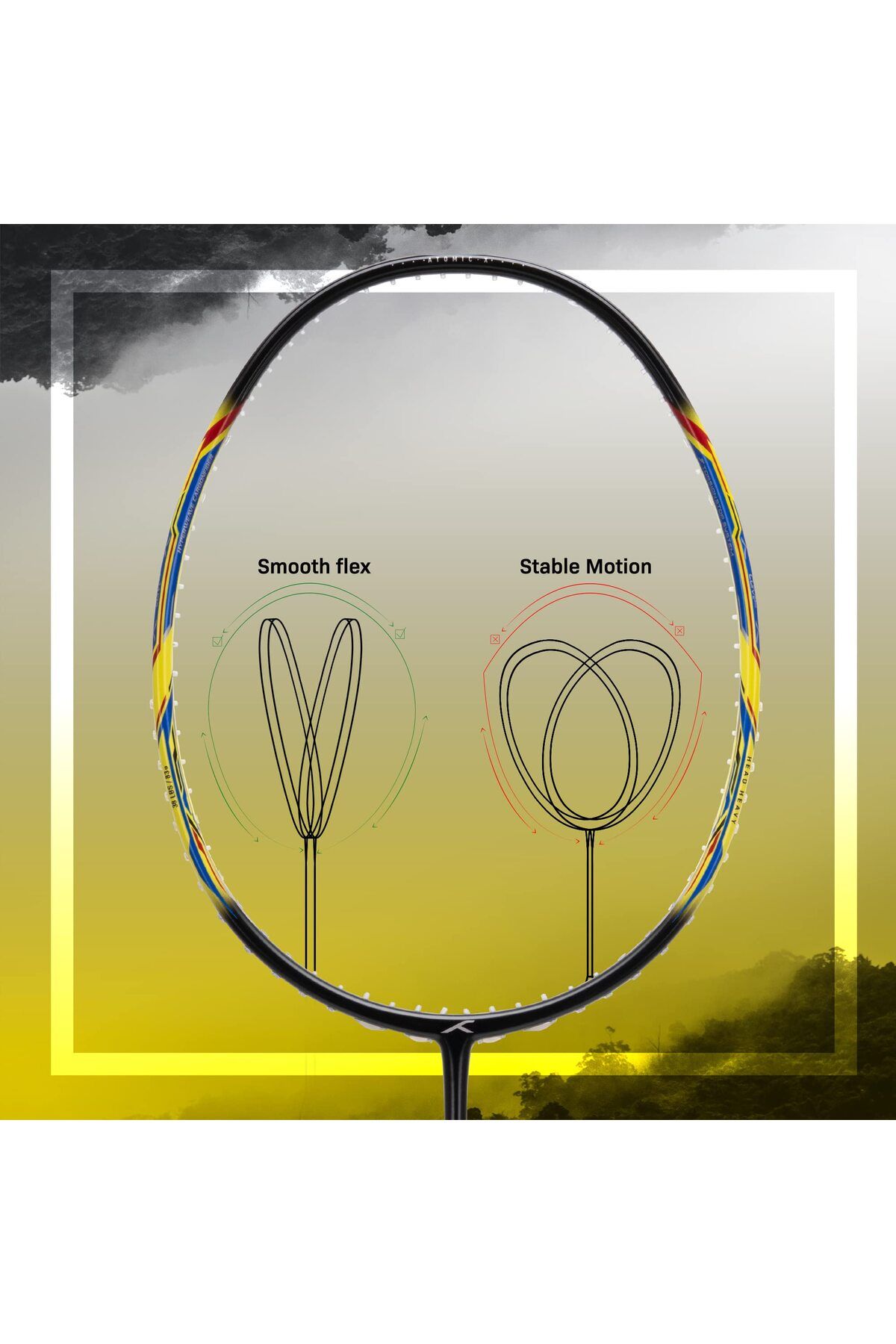 Hundred-ATOMIC-X 38 CTRL Carbon Fibre Strung Badminton Racket with Full Racket Cover 2