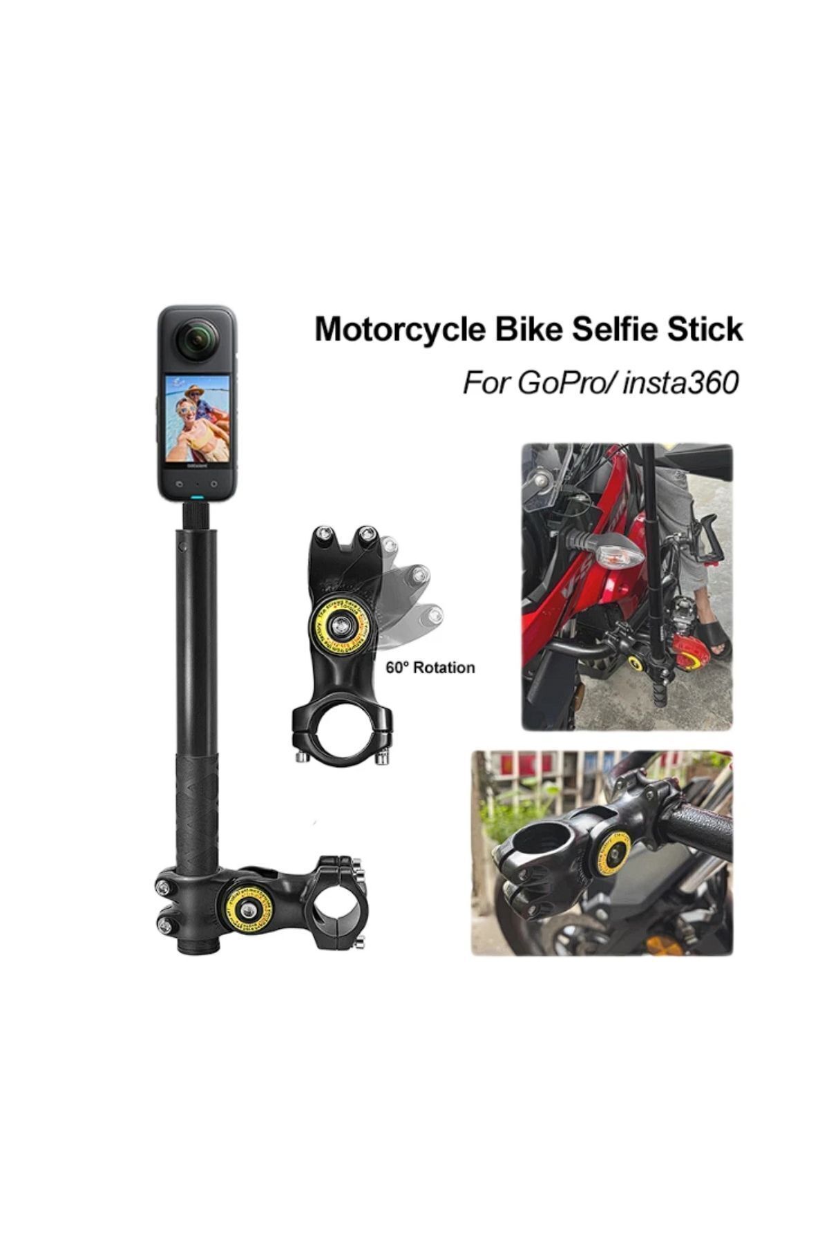 Motobros Insta 360 Çubuk Selfie Stick (GÖRÜNMEZ) One X5 X4 X3