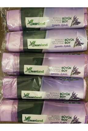 Clean Büzgülü Lavanta Kokulu 5 Rulo Büyük Boy Çöp Torbası 65*80
