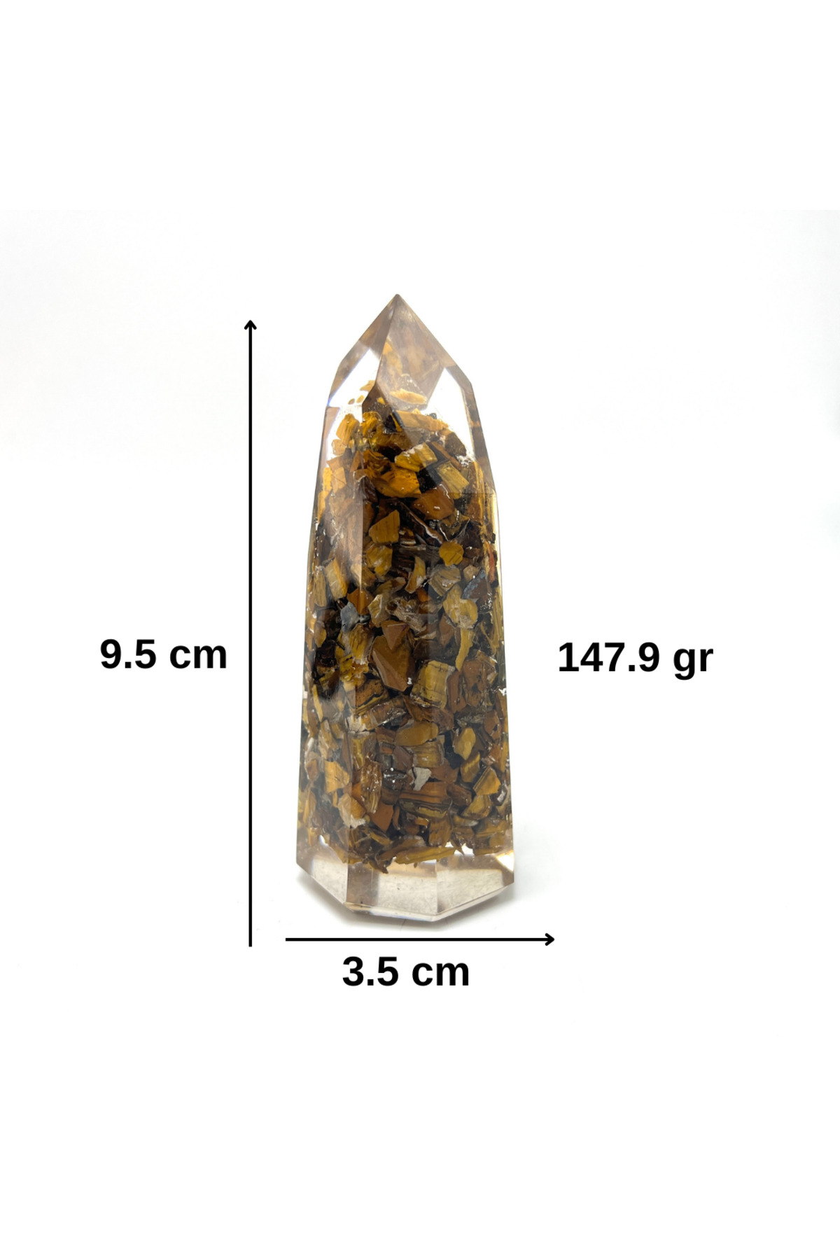 Certified Tiger Eye Organite Pyramid Natural Stone