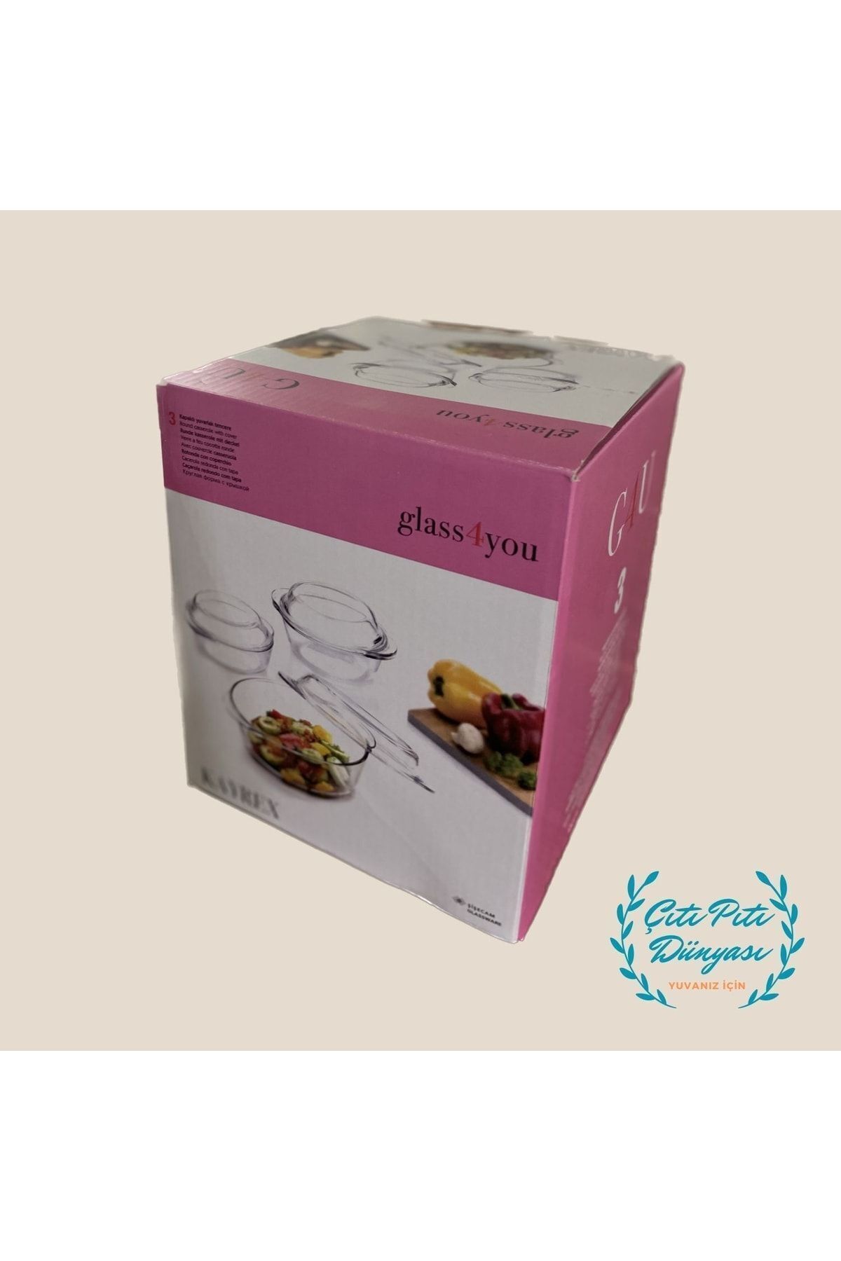 Paşabahçe-G4u Heat Resistant Round Pot with Lid - Set of 3 Pyrex -159021 5