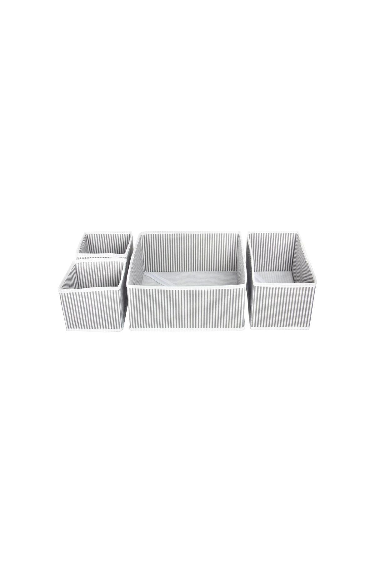 ALAS Set De 4 Cutii Organizatoare Gri Pentru Sertar (compartimentate). - One Size