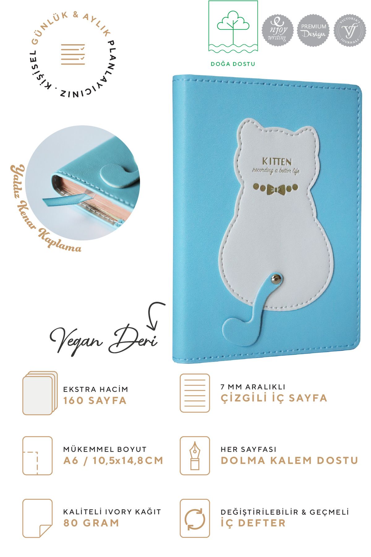 Victoria's Journals-A6 96 Sheets Plug-In Cat Notebook 2