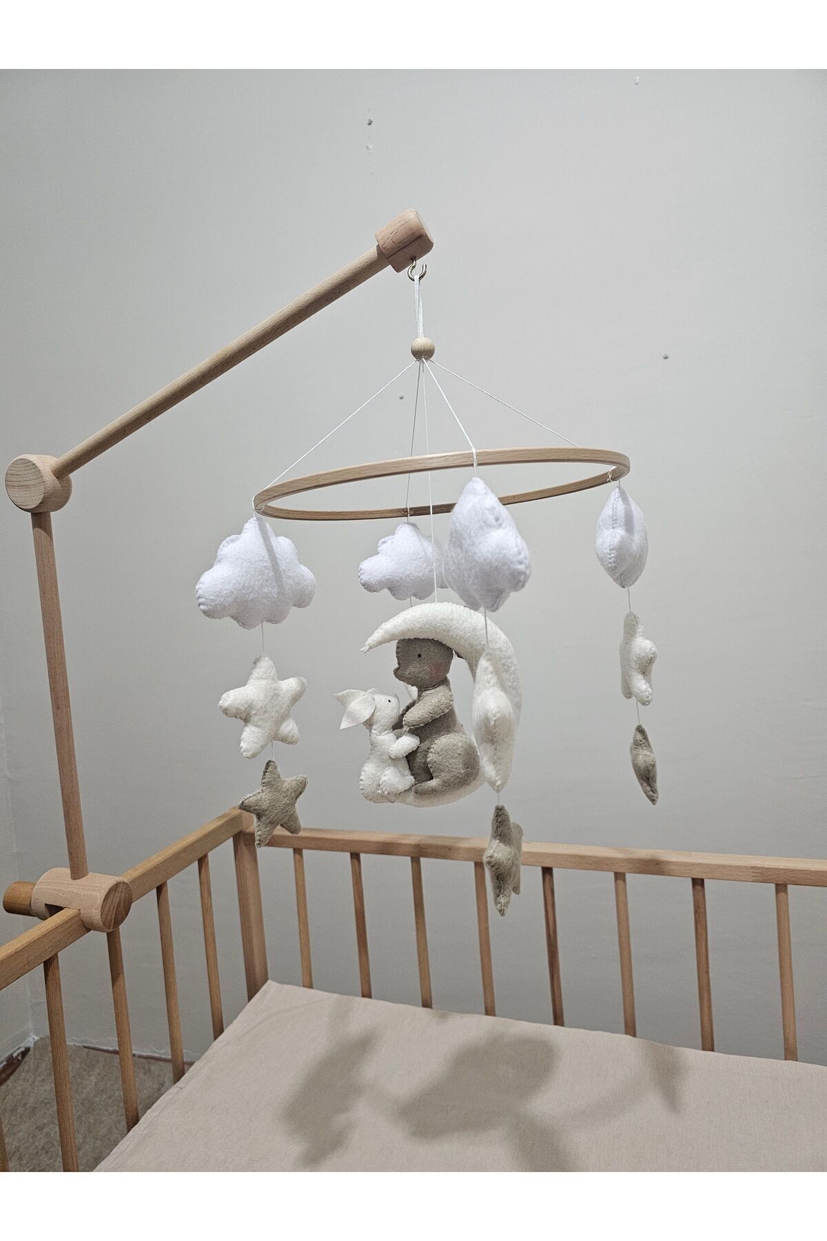 hobiimobiii Dönence (MÜZİKLİ) Bebek beşik süsü tavşan fotoğrafı 3 (önizleme)