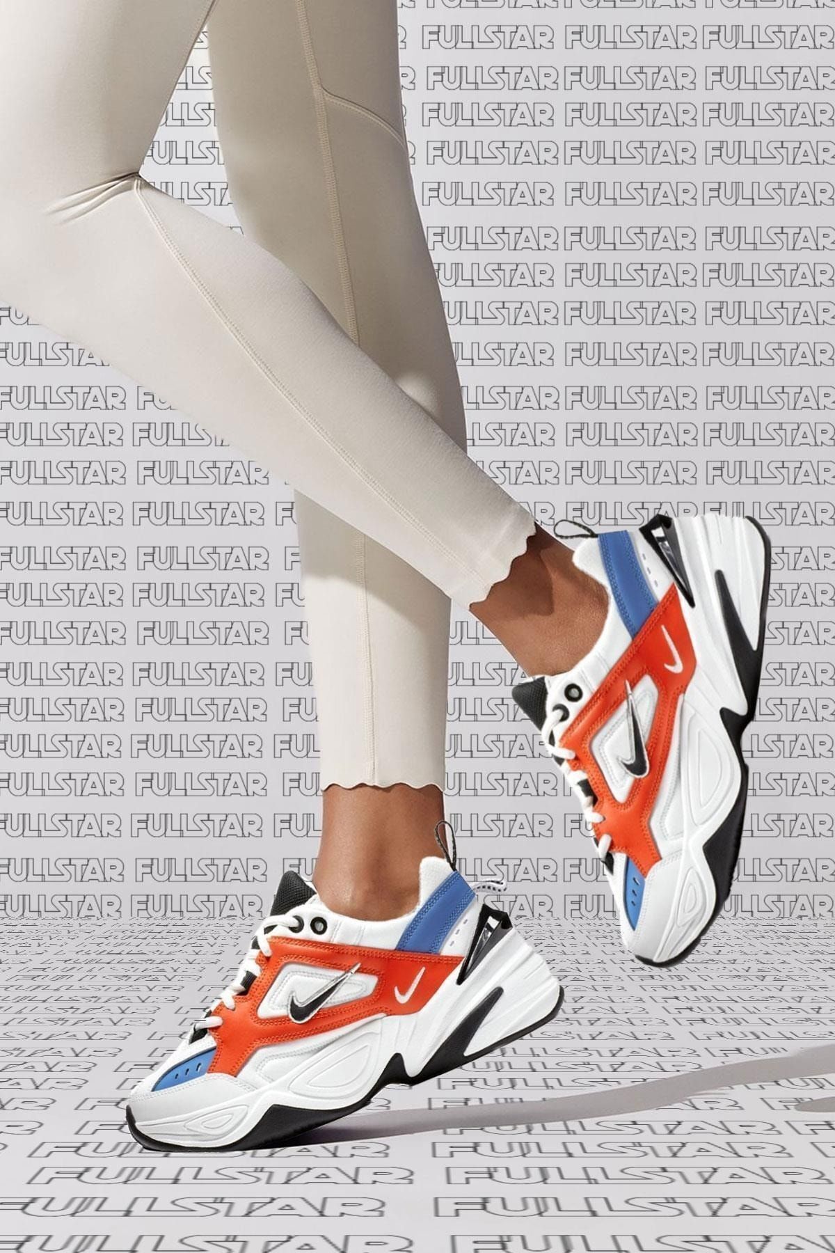Nike M2K Tekno Leather Unisex Sneaker Hakiki Deri Spor Ayakkab Beyaz K rm z Yukseklik 4cm Kad n Ayakkab