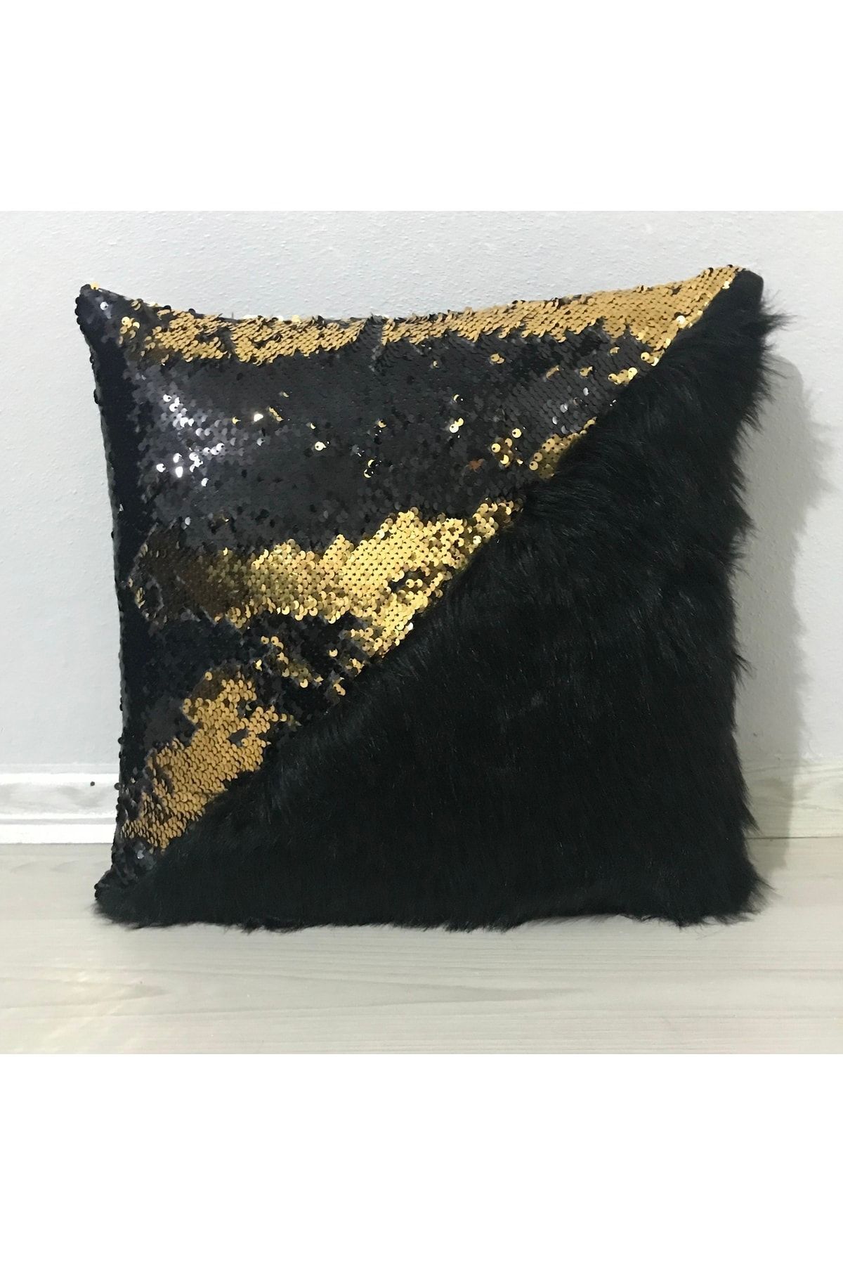 YILMAZHOME Husă De Pernă Triunghiulară De Pluș Cu Paiete - 42 x 42
