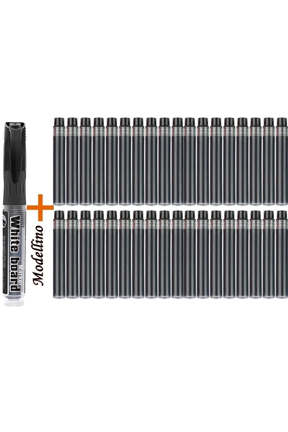 Modellino 36 Adet Her Marka Beyaz Tahta Kalemi Ile Uyumlu Kartuş Byb Siyah Tüp + 1 Kartuşlu Siyah Kalem