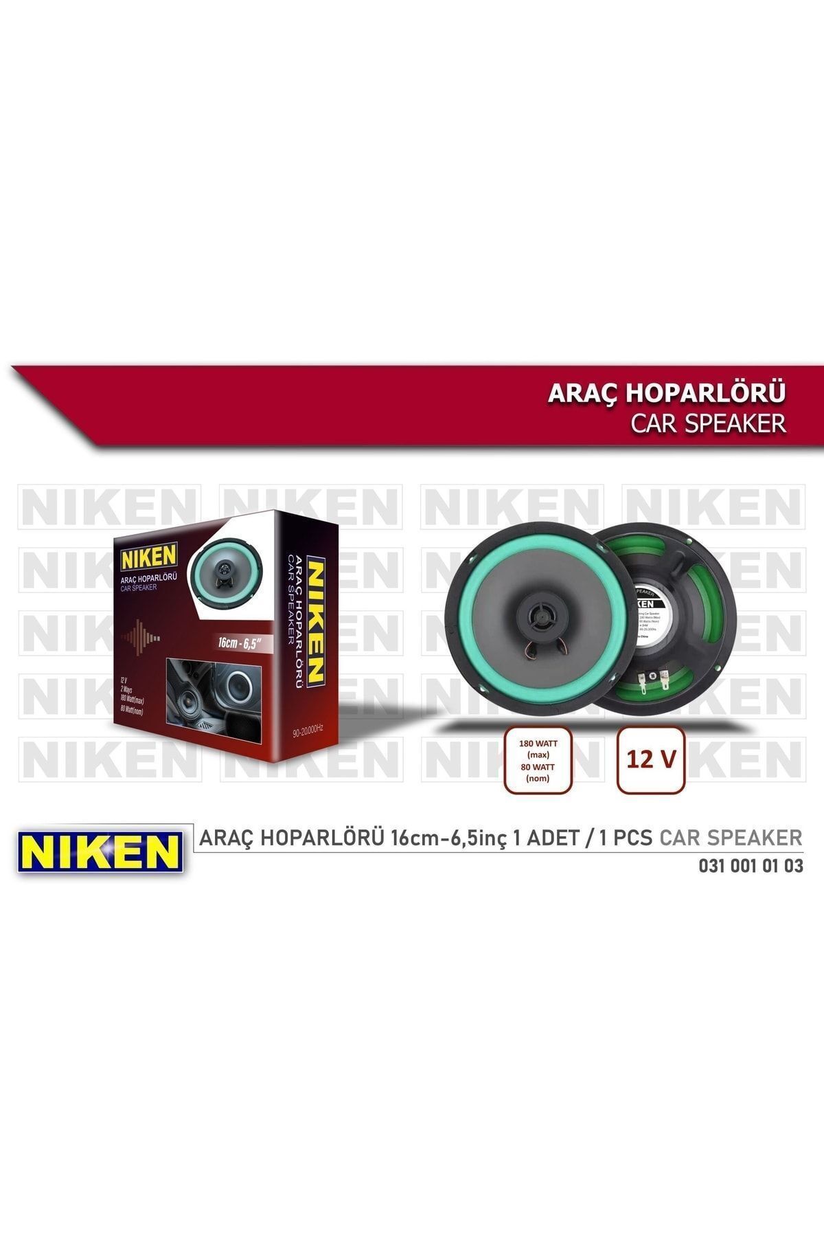 Niken 6,5'' - 16cm Oto Araç Hoparlörü 12v 180watt (1 ADET