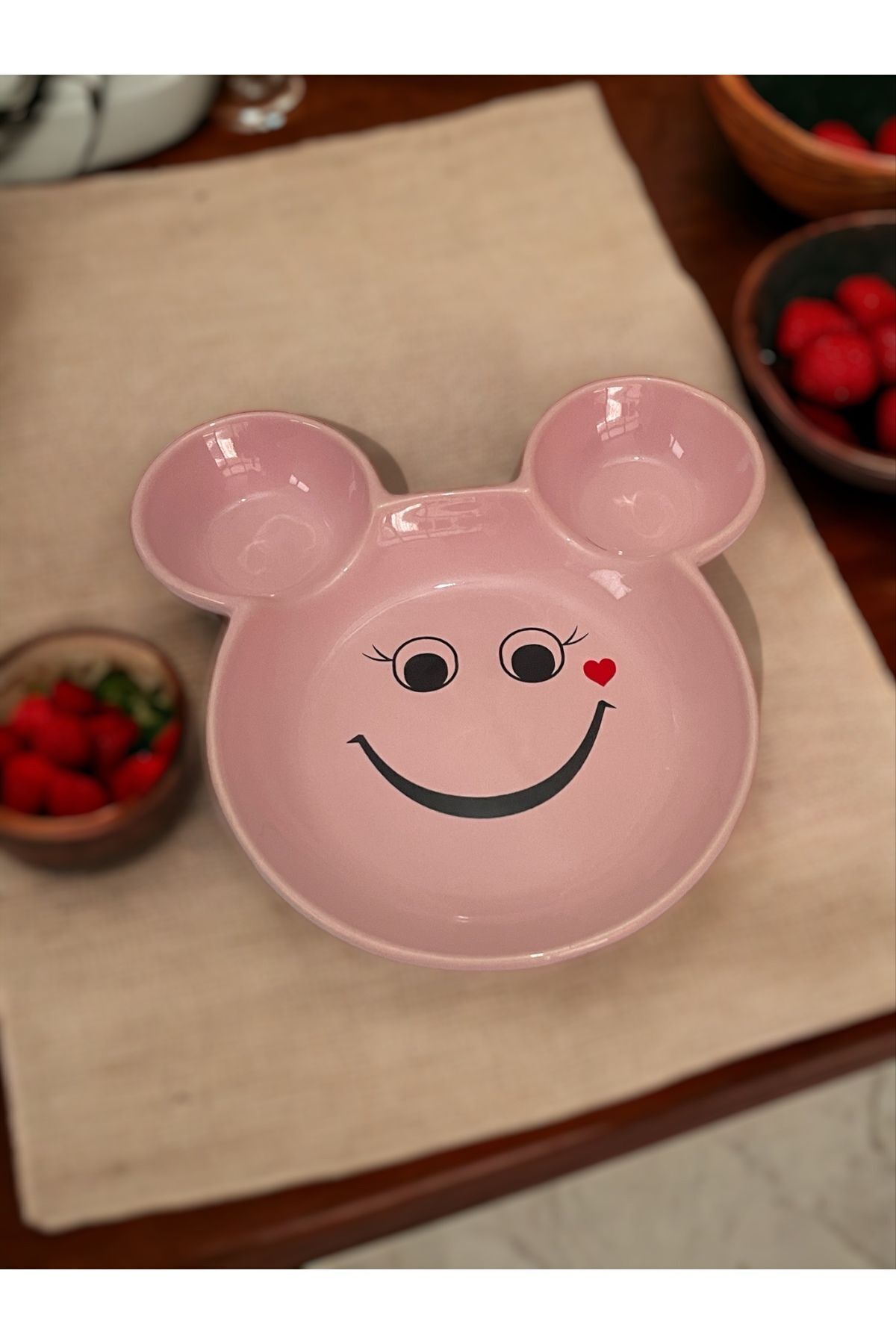 Artistic Quality Eğlenceli Çocuk Gülen Yüz Emojili Mama, Yemek, Kahvaltı Ve Pasta Tabağı 1 Adet Pembe fotoğrafı 6 (önizleme)