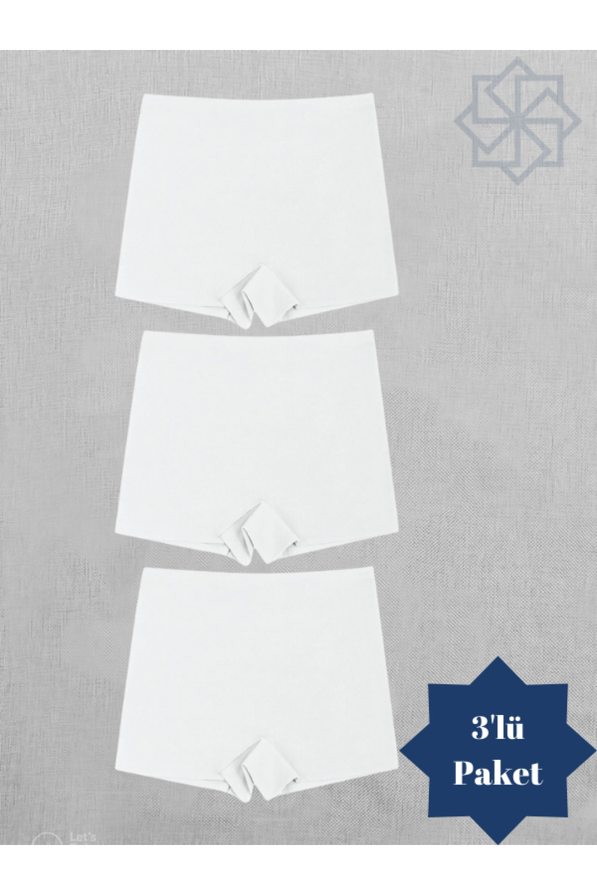 Adeniz Kadın Lazer Kesim Dikişsiz Beyaz Kadın Boxer Külot 3 Lü Paket Normal Bel