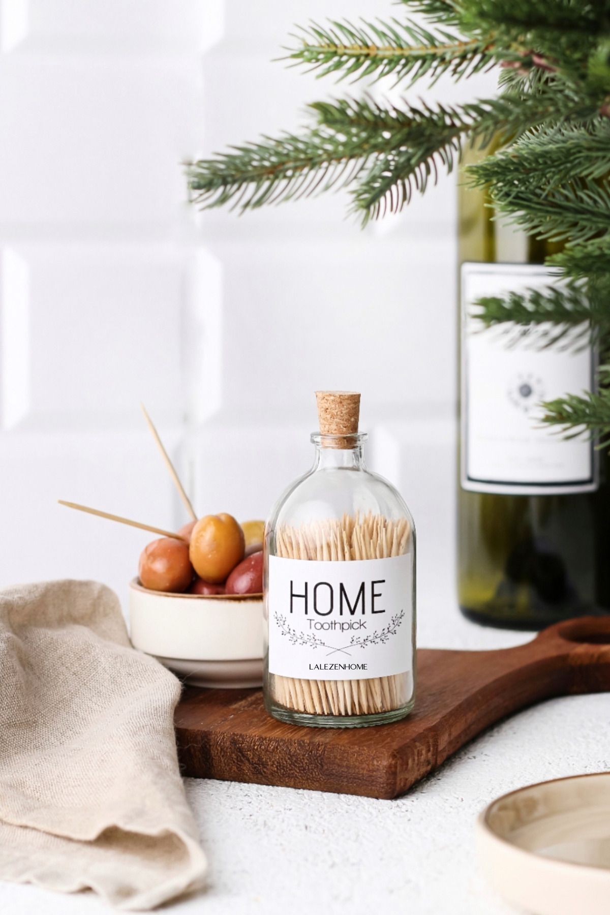 LALEZEN HOME Kürdan Cam Şişeli Toothpick