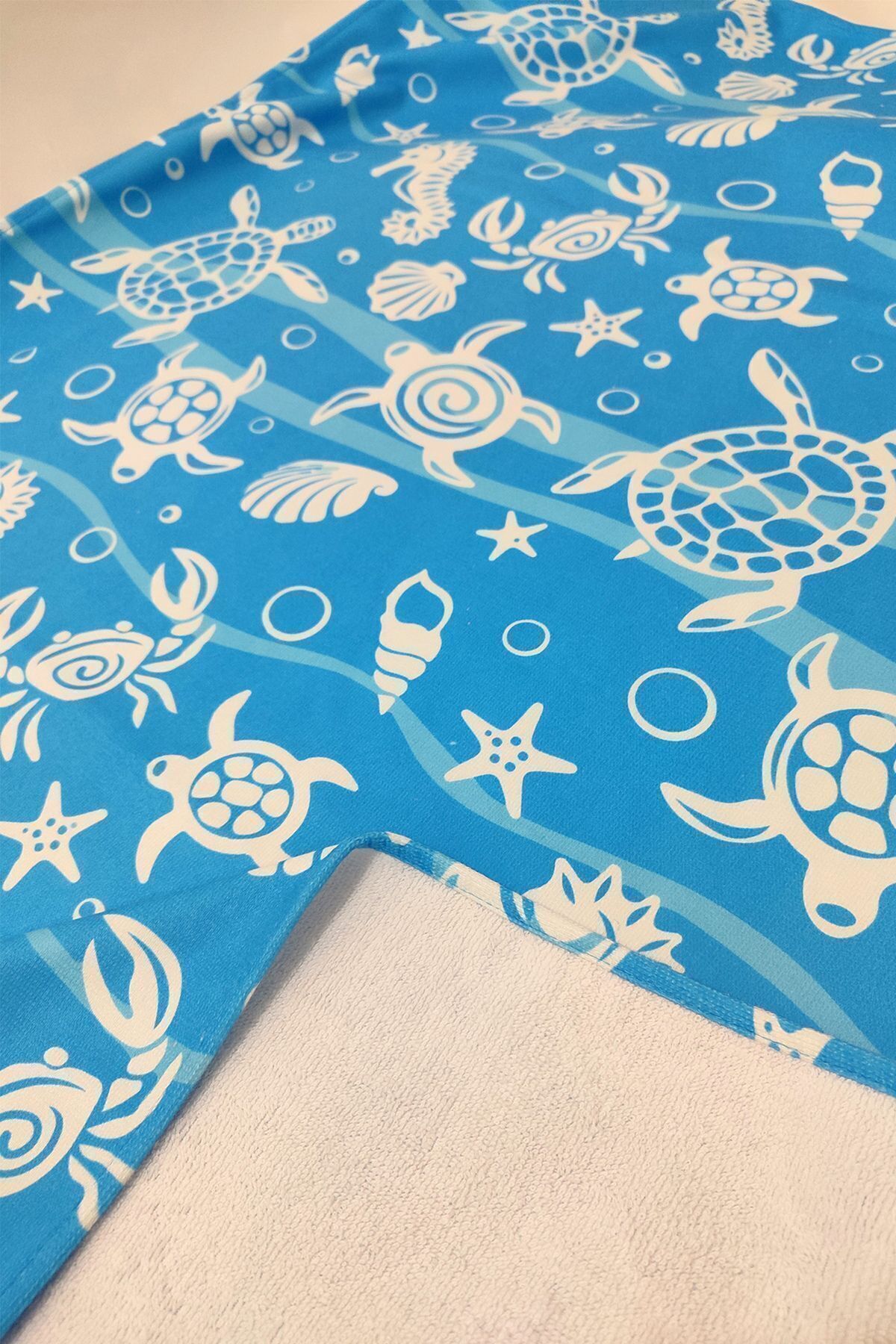VEVİEN HOME-Underwater Pattern Digital Printed 75x150 Cm Beach Towel BLUE 3