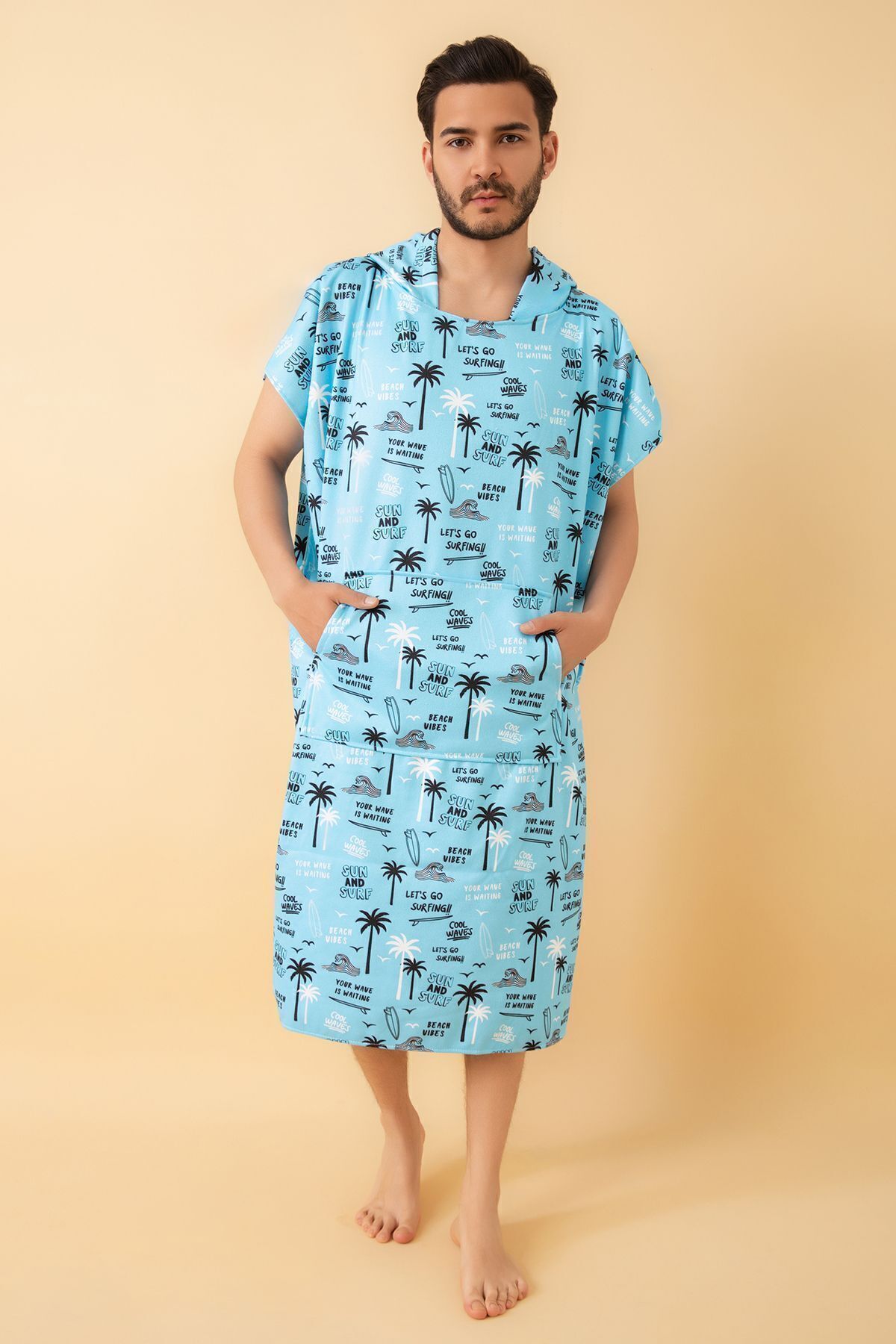 VEVİEN HOME-Beach Vibes Pattern - Κοστούμι για ενήλικες με κουκούλα για σερφ στην παραλία 1