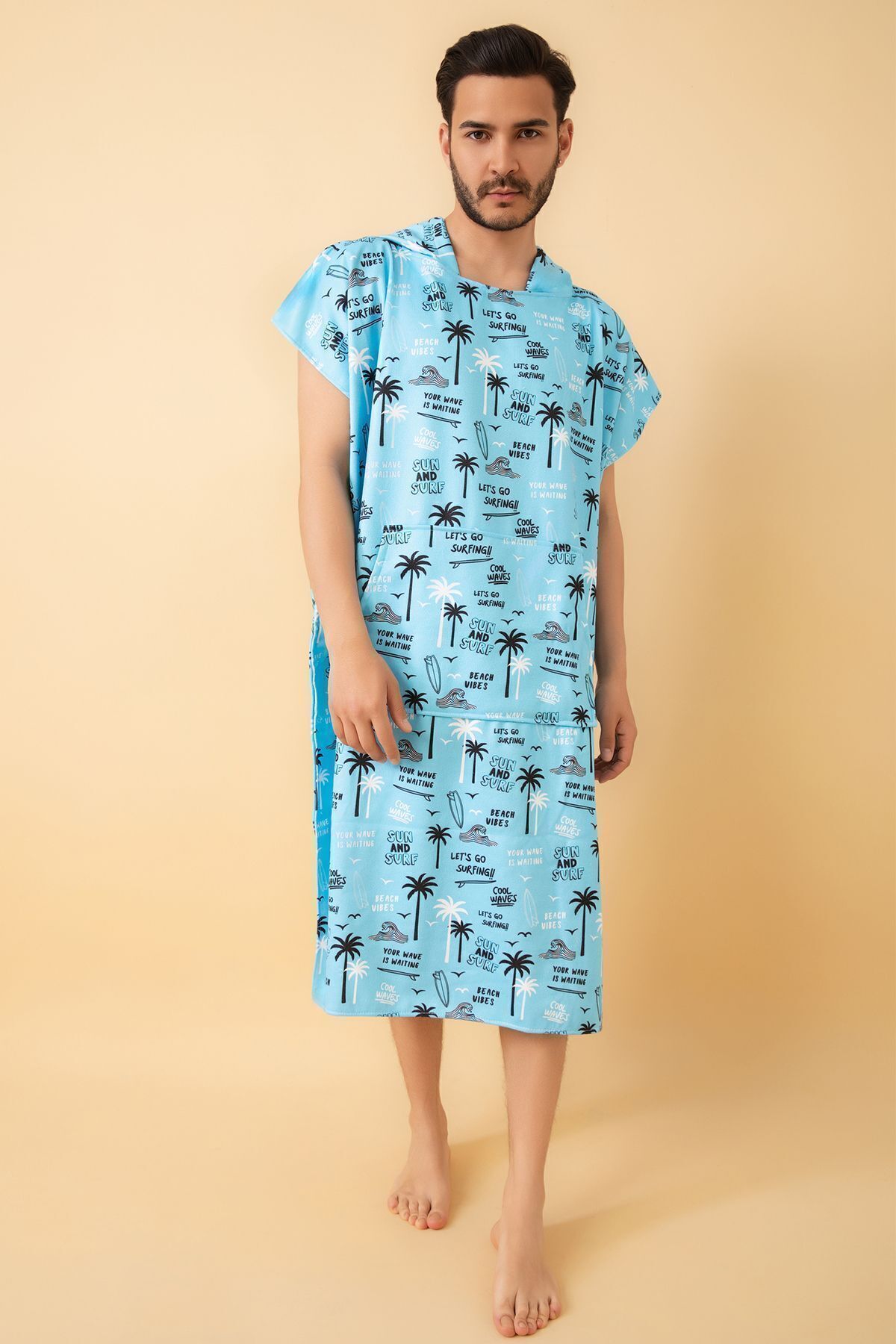 VEVİEN HOME-Beach Vibes Pattern - Κοστούμι για ενήλικες με κουκούλα για σερφ στην παραλία 2