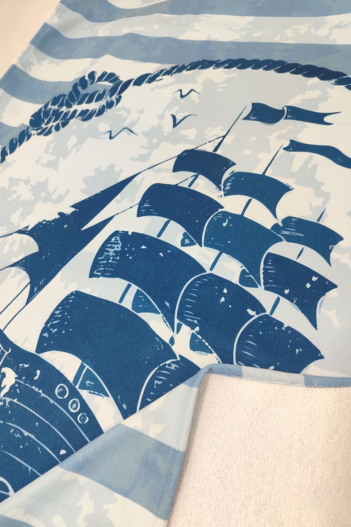 VEVİEN HOME-Ship Pattern Digital Printed 75x150 Cm Beach Towel 2