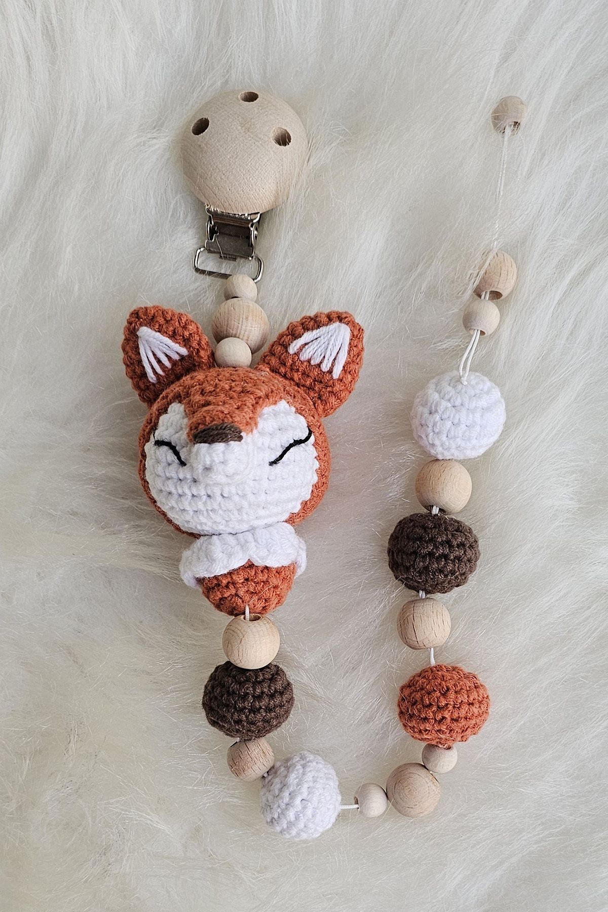 kelebeginruyasihobievi Amigurumi Uyku Arkadaşı Geyik Battaniyeli  Çıngırak ve Emzik Zinciri 4'lü Set fotoğrafı 6 (önizleme)