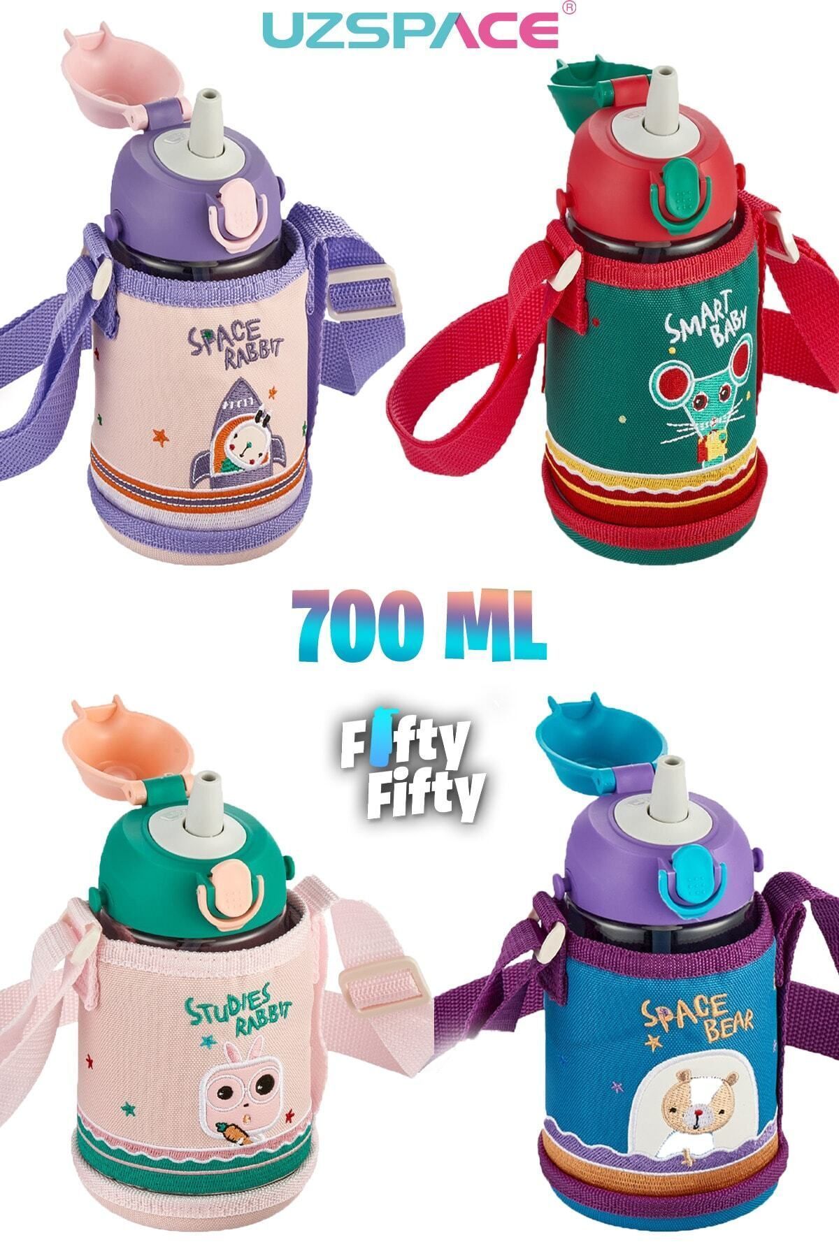 Uzspace-700 ml - Large Size-Tritan Water Bottle with Case and 2 Separated Lids with/Without Straw 3