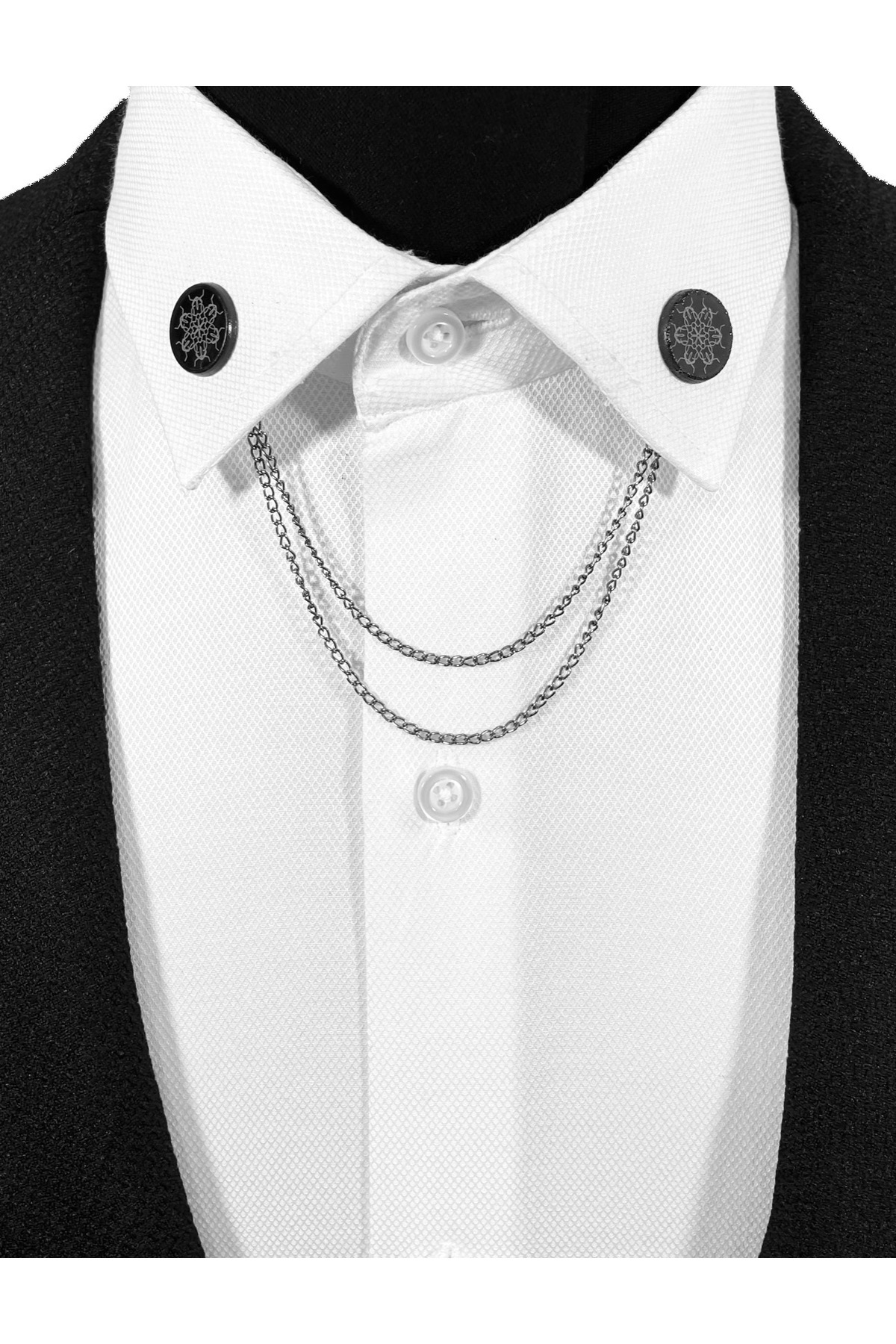  ست سنجاق سینه و زنجیر فلزی طرح گل هندسی فلوریس جئو