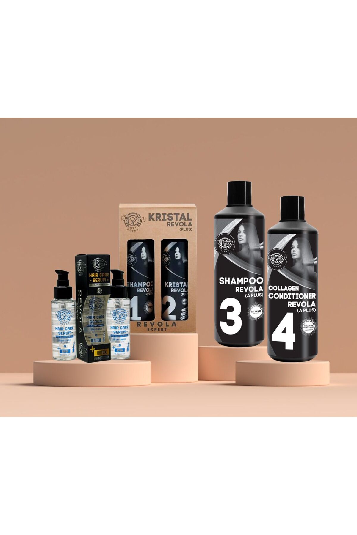 revola KRİSTAL SAÇ BAKIM SETİ 5 Lİ (500 ml set şampuan krem serum