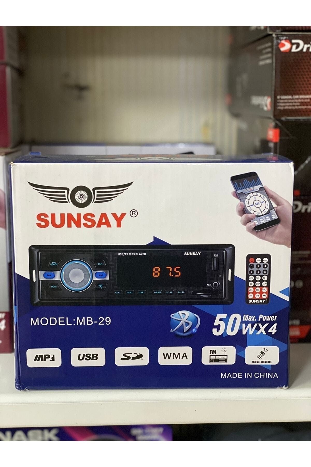AUDİOMAX Sunsay Mb-29 Telefon Şarj Edebilme Bluetooth Lu Oto Teyp Çift Usb Aux Sd