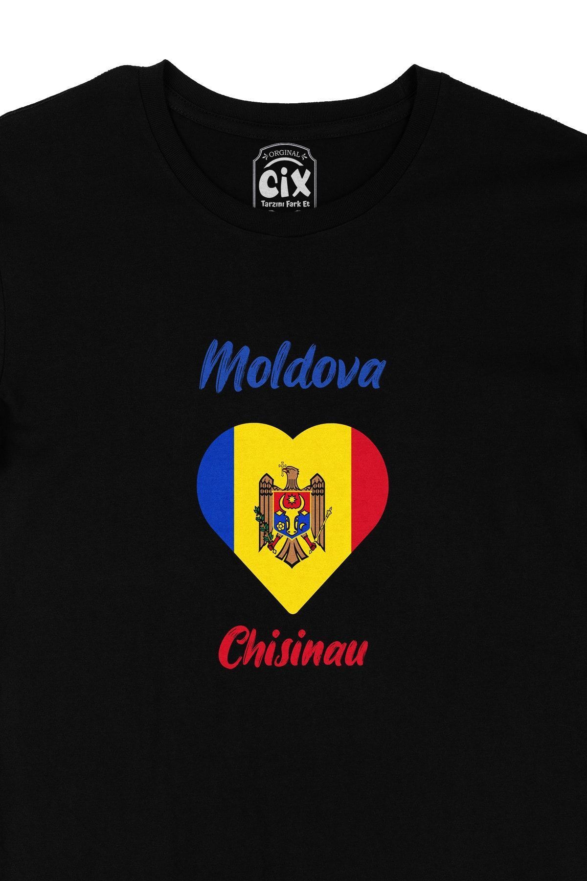 Cix-Tricou Negru Chișinău Moldova Flag Heart Heart 2