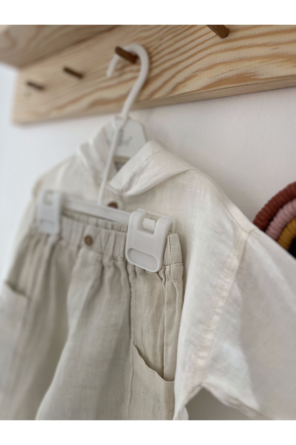 Cassiope-Linen Cream Colored Lower and Upper Set - Elastic Waist 6