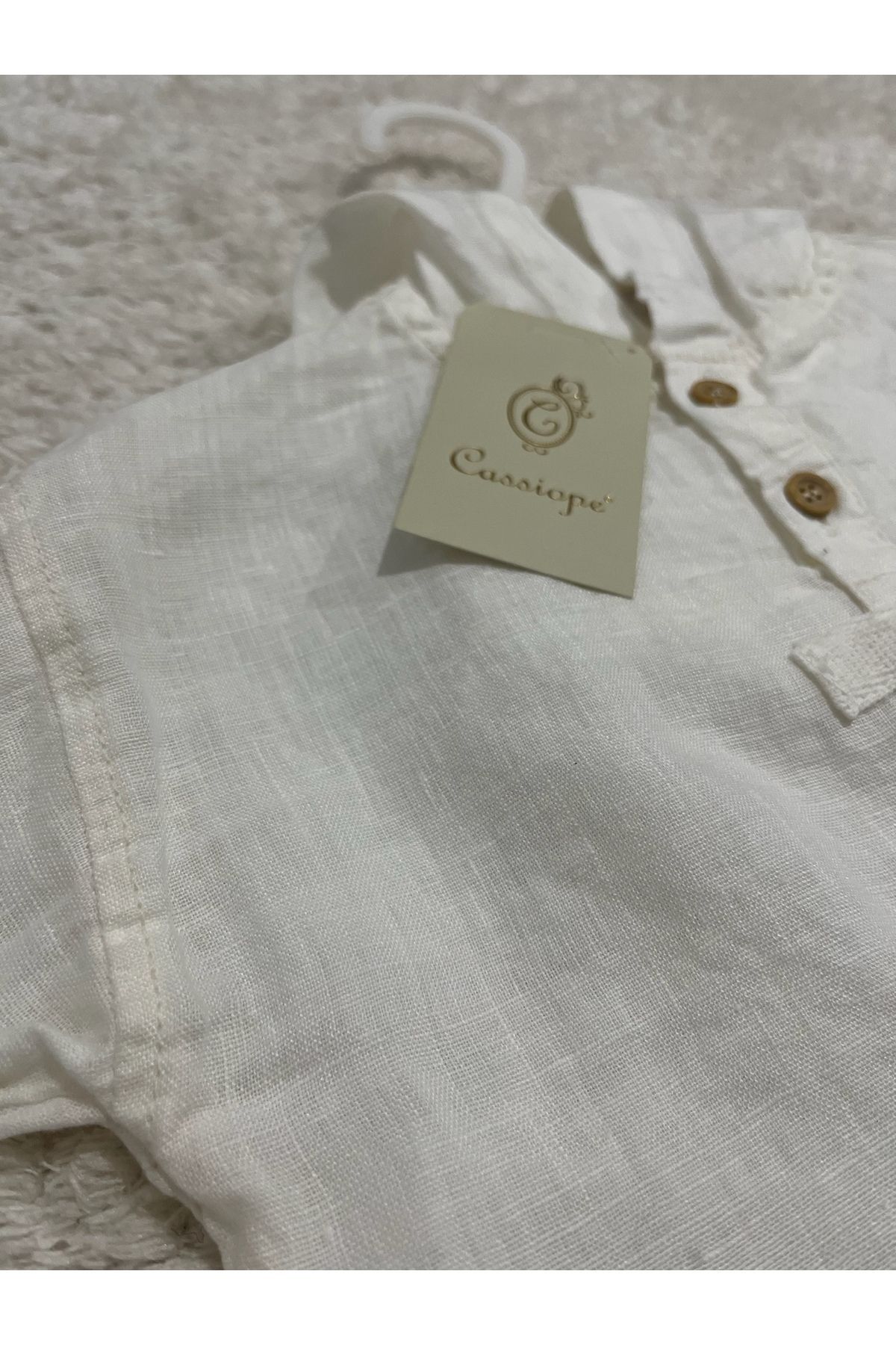 Cassiope-Linen Cream Colored Lower and Upper Set - Elastic Waist 3