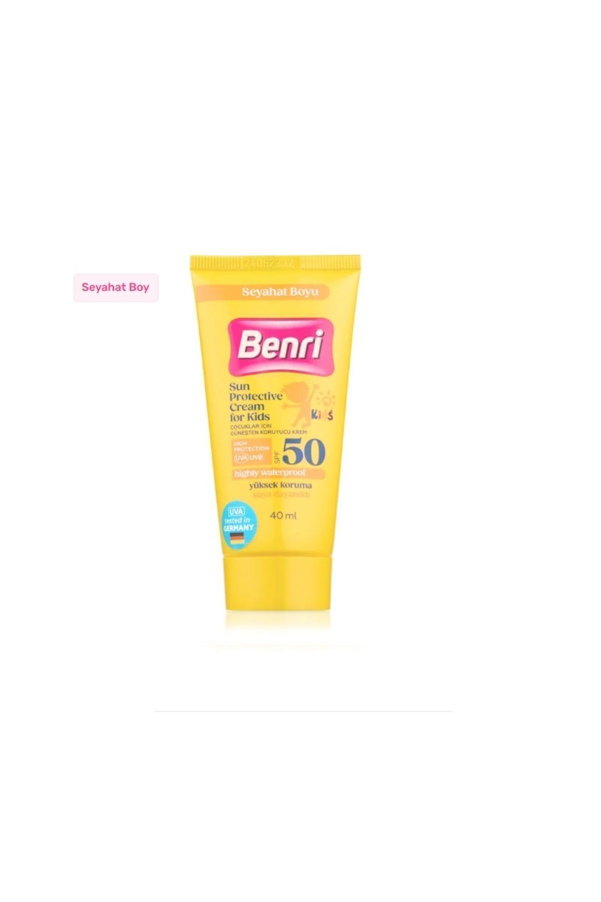 Benri Çocuklar İçin Güneşten Koruyucu Krem SPF50 40 ml